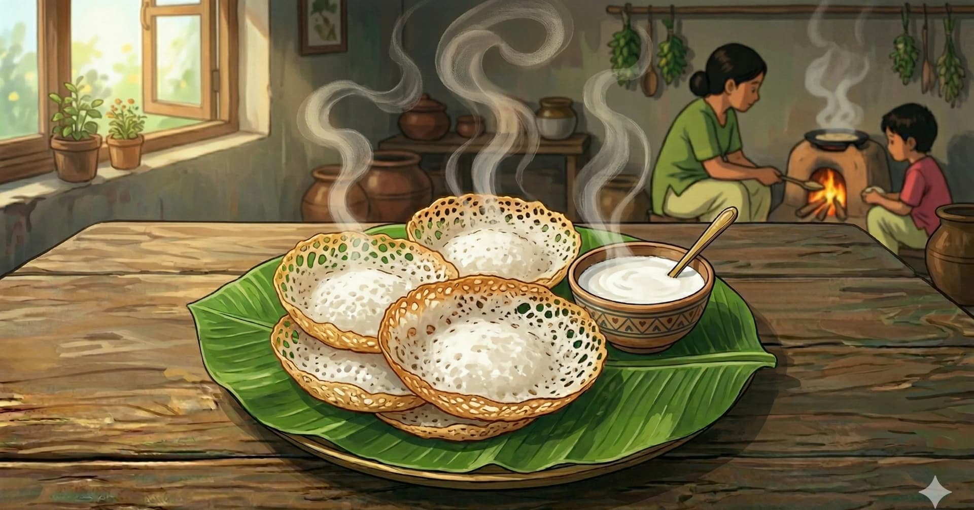 Lacy Rice Pancake (Appam)