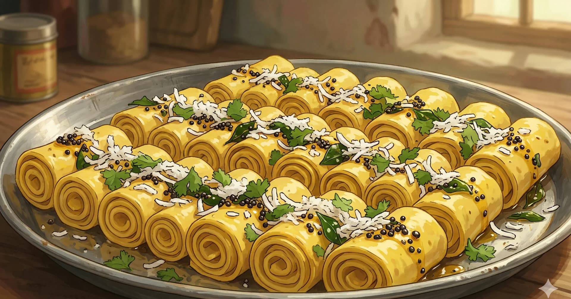 Rolled Chickpea Pinwheels (Khandvi)
