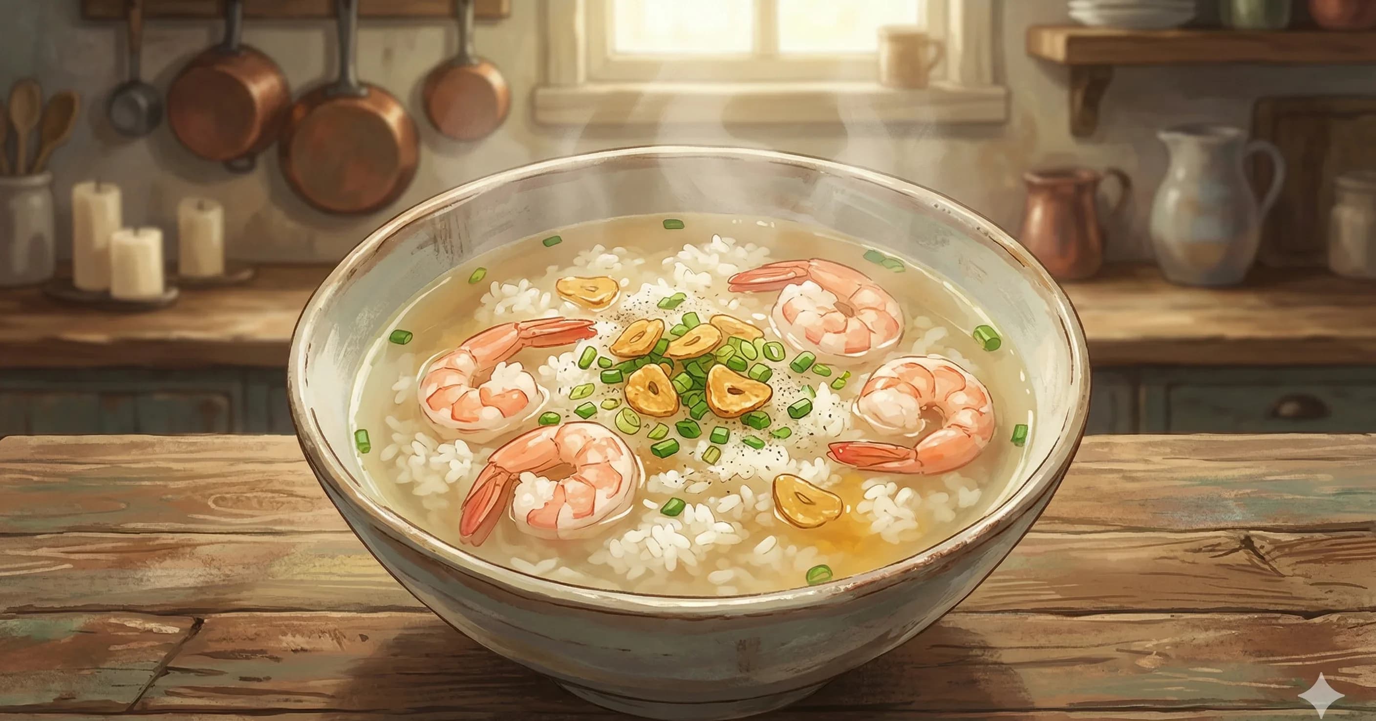 Khao Tom (Thai Rice Soup with Shrimp)