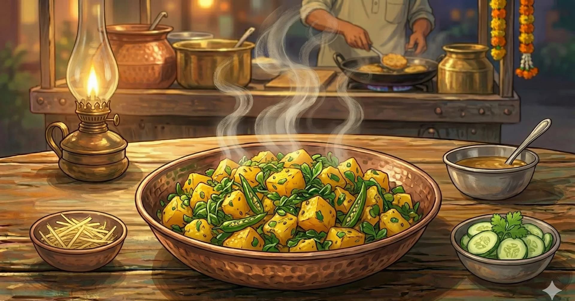 Potato & Fenugreek Stir-Fry (Aloo Methi) — Potatoes and Fresh Fenugreek, Punjab Style