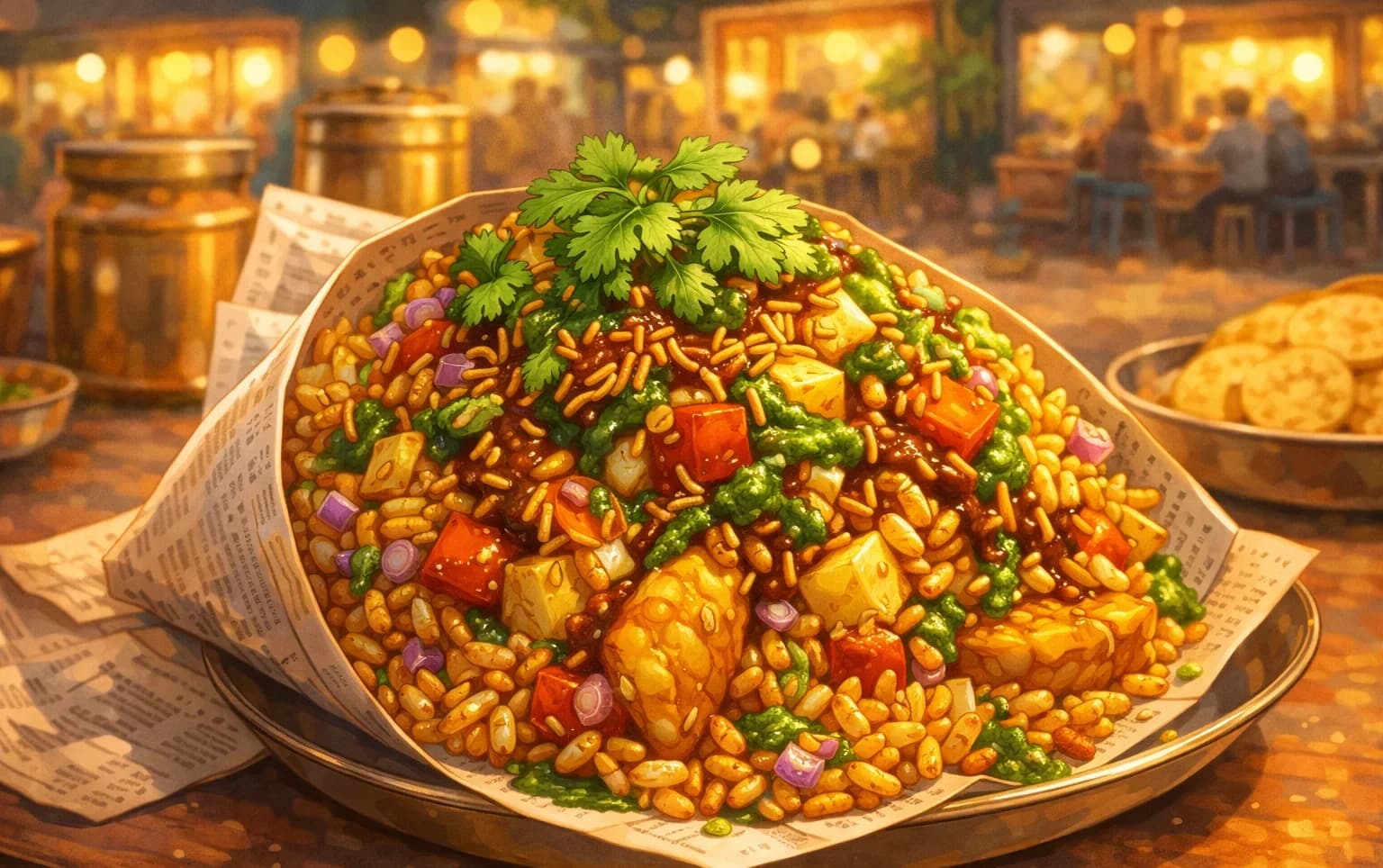 Bhel Puri — Mumbai's puffed rice chaat — sweet, sharp, spiced, and gone in minutes