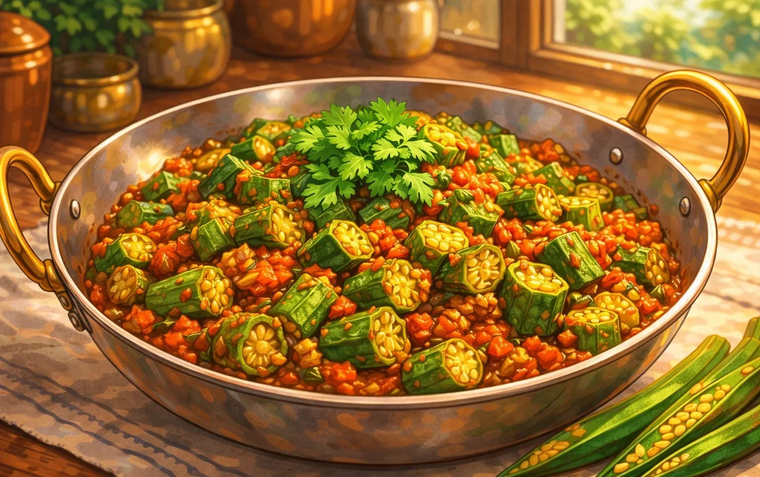 Bhindi Masala — Crisp okra tossed in a dry spiced onion and tomato masala