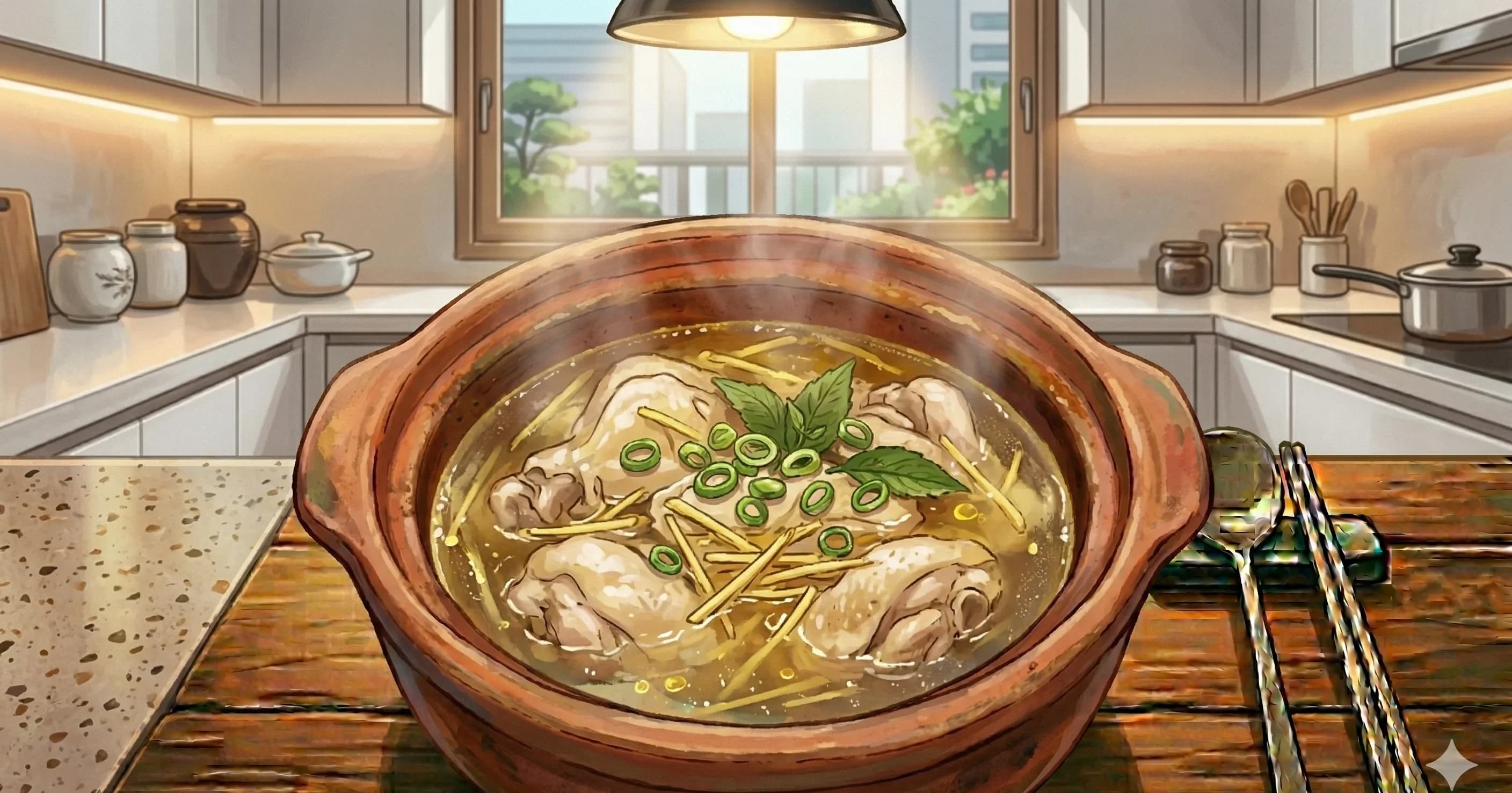 Canh Gà Gừng (Vietnamese Chicken Ginger Soup) — A light, deeply aromatic chicken soup built on a foundation of bruised ginger and fish sauce, served steaming hot with fresh herbs and a squeeze of lime