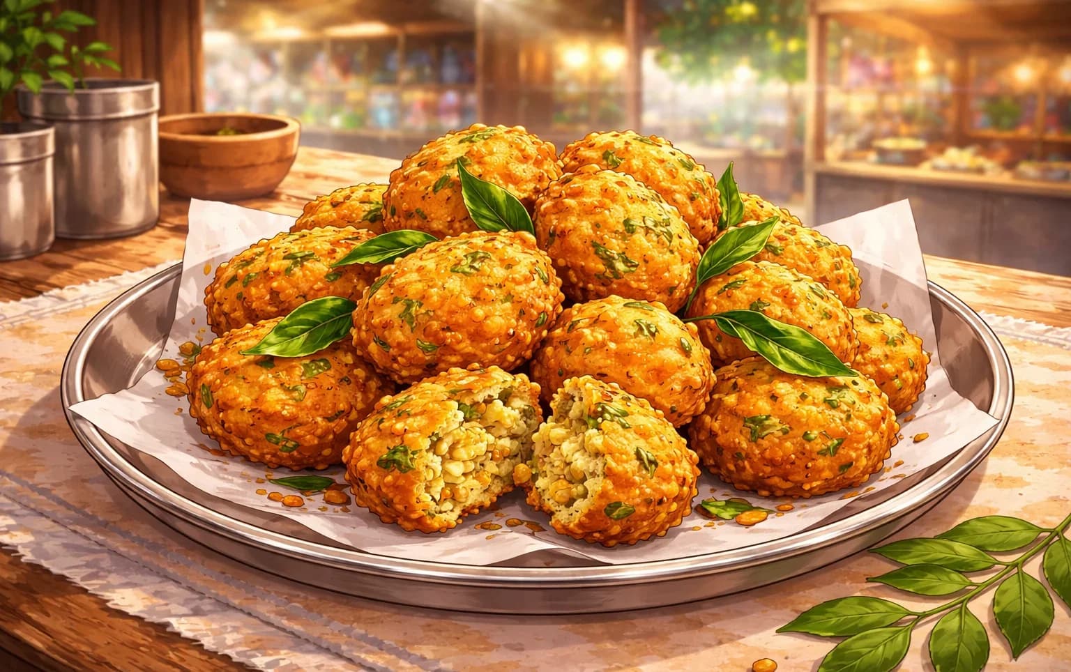 Spinach Lentil Fritters (Cheera Vada) — Kerala Urad Dal and Spinach Fritters