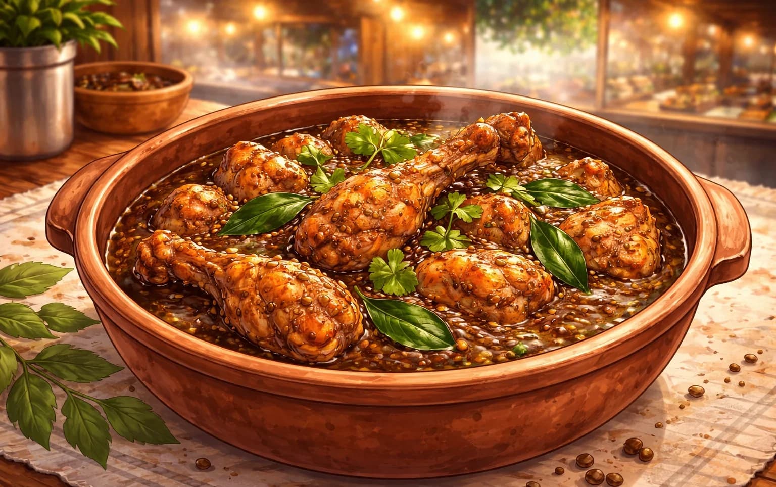 Chicken Chettinad — A fiery, aromatic chicken curry built on freshly ground black pepper and roasted spices