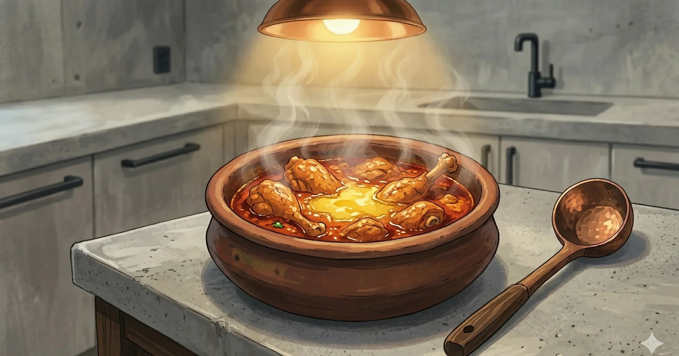 Rajasthani Chicken Curry — Boneless chicken braised in a golden onion-tomato masala with whole spices