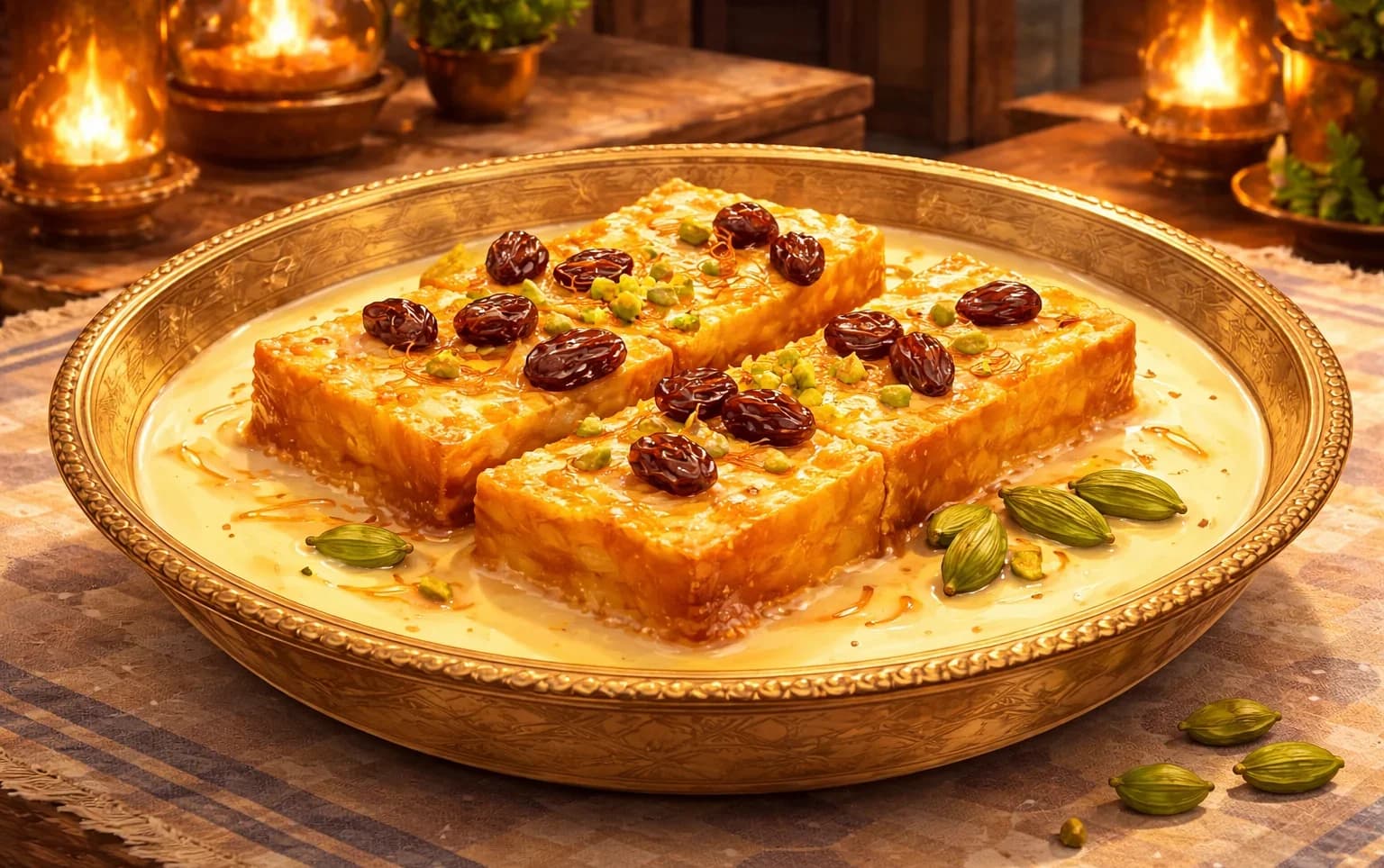 Bread Pudding Dessert (Double Ka Meetha) — Hyderabadi Saffron Bread Pudding Baked Until Golden