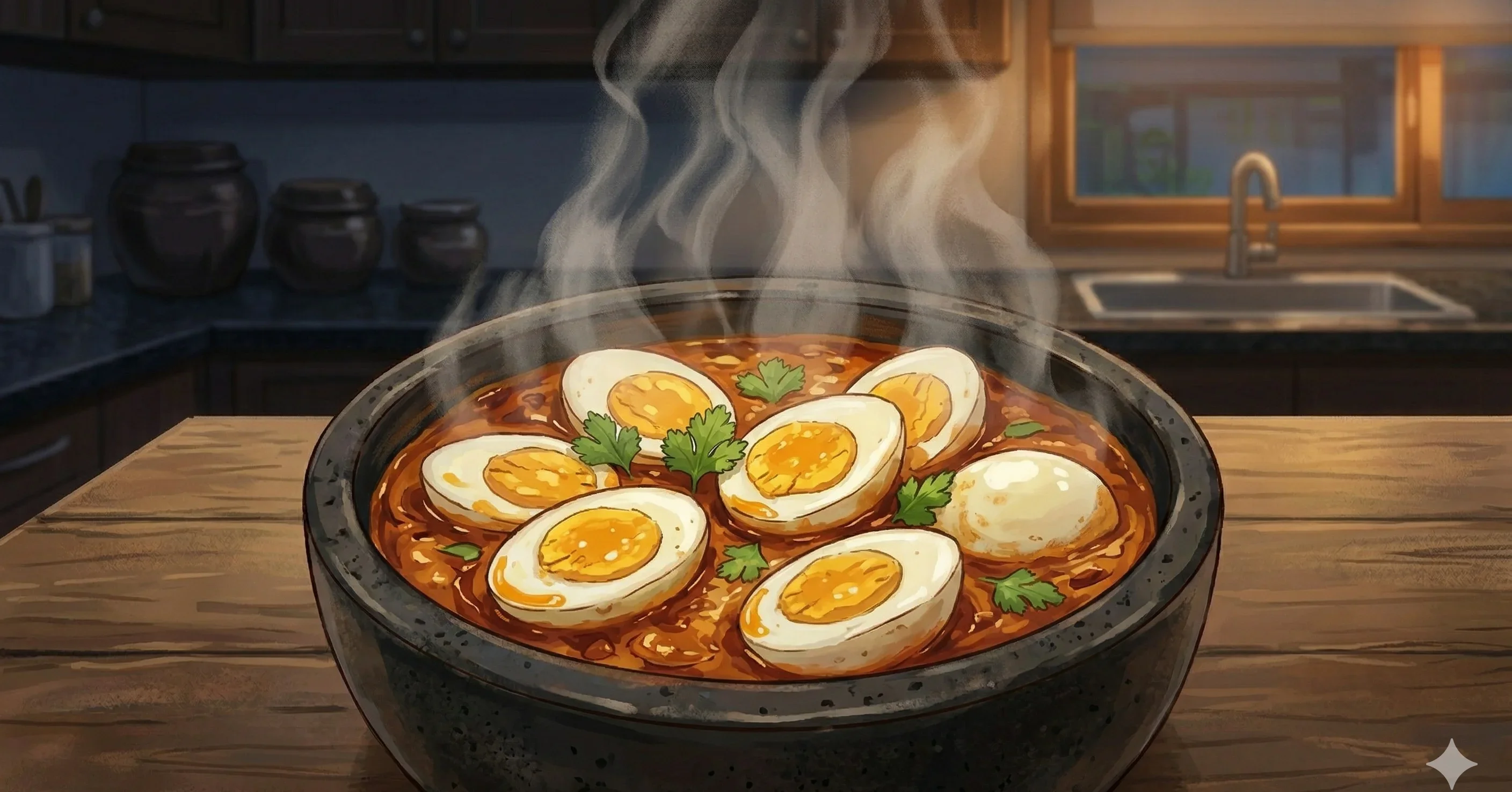Egg Curry (Anda Curry) — Hard-boiled eggs in a silky, golden onion-tomato masala