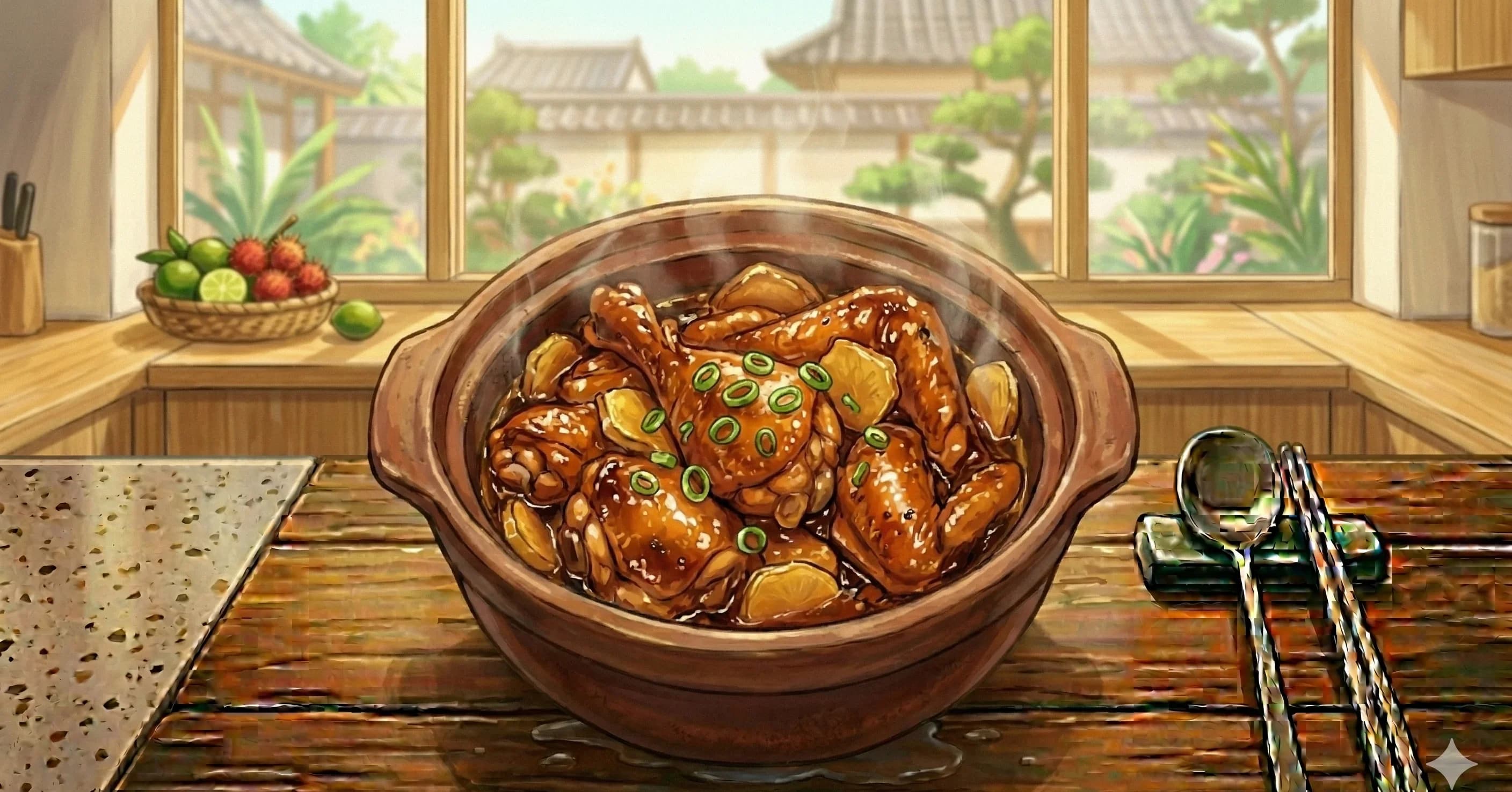 Ga Kho Gung (Vietnamese Caramelized Ginger Chicken) — Chicken braised in caramel sauce with a generous hand of ginger, fish sauce, and black pepper until glossy and deeply savory