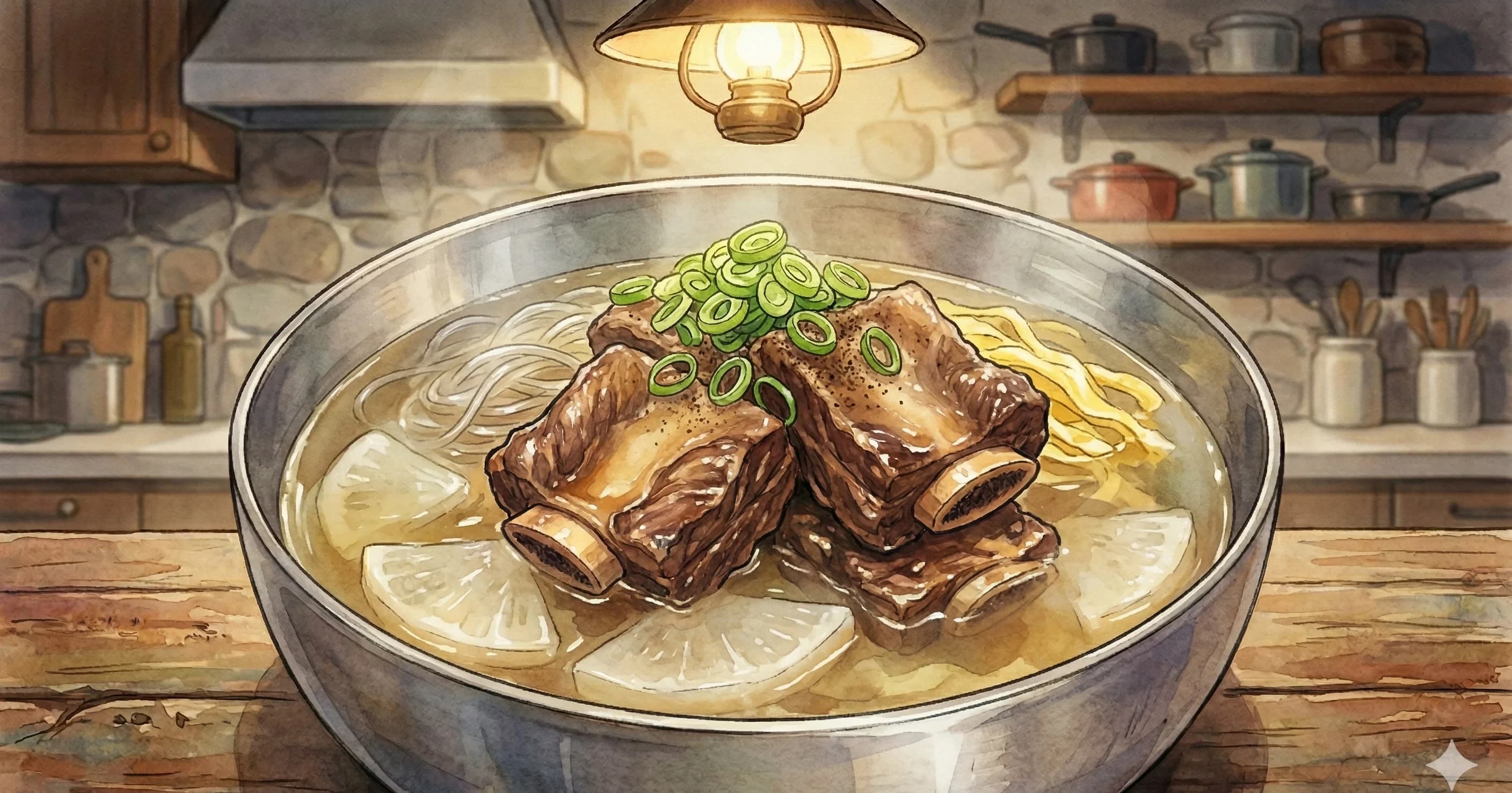 Galbitang (Short Rib Soup) — Meaty beef short ribs simmered with radish in a clear, savory broth until the meat nearly slides off the bone