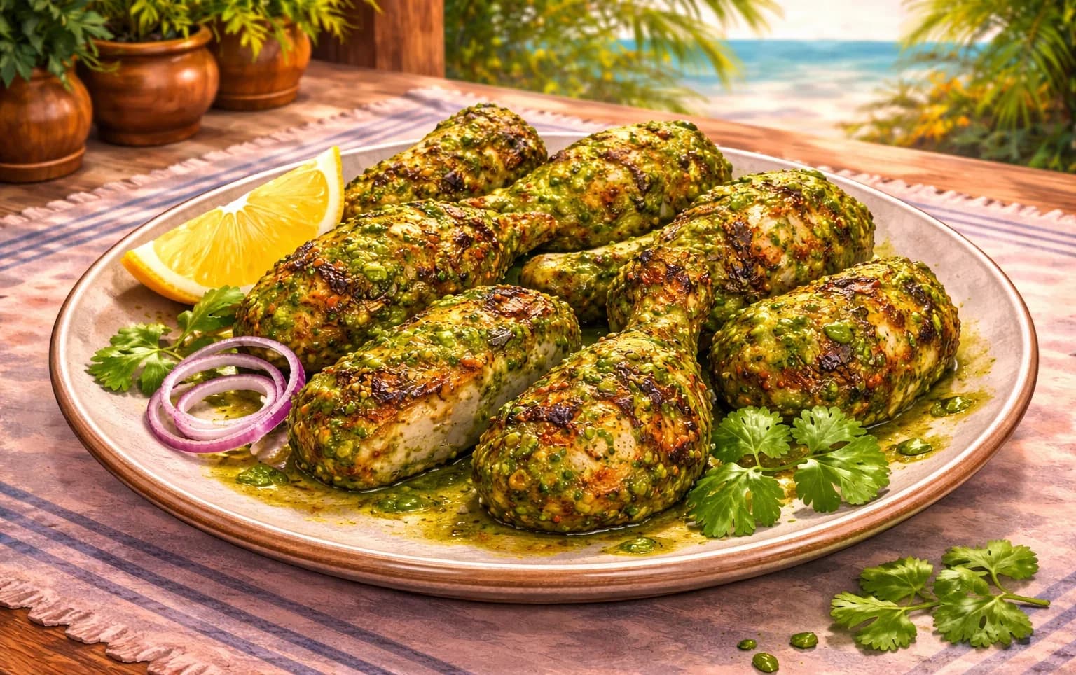 Goan Green-Spiced Chicken (Galinha Cafreal) — Goa's vivid green spatchcock — a dish from the African coast via Portugal
