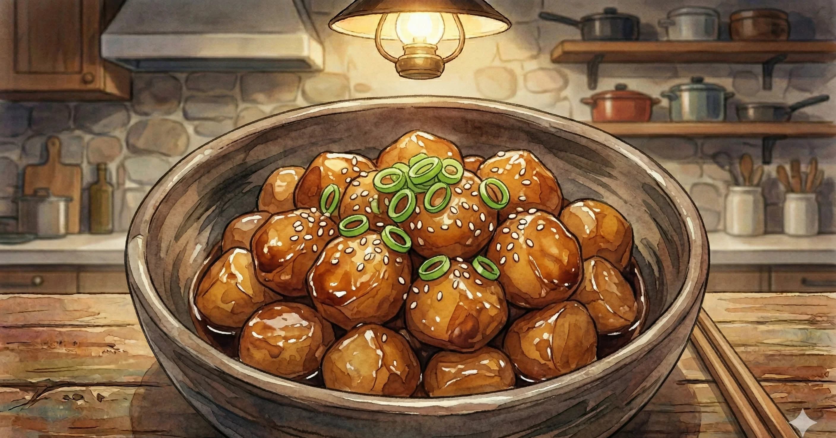 Gamja Jorim (Soy-Braised Potatoes) — Small potatoes glazed in a sweet soy sauce until glossy and tender to the core