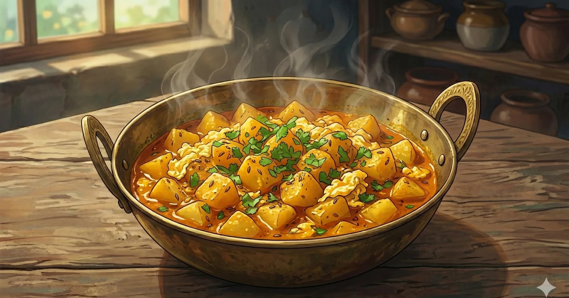 Mughlai Braised Potatoes (Ghurma Aloo) — Cumin-scented potatoes simmered with tomatoes, turmeric, and cayenne, a 30-minute one-pot curry of Iranian origin adapted through North Indian kitchens