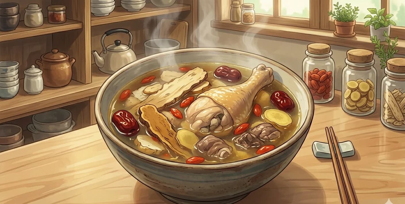 Gouqi Ji Tang (Chinese Wolfberry Chicken Soup) — A gentle, golden broth built on classic Chinese herbal soup tradition