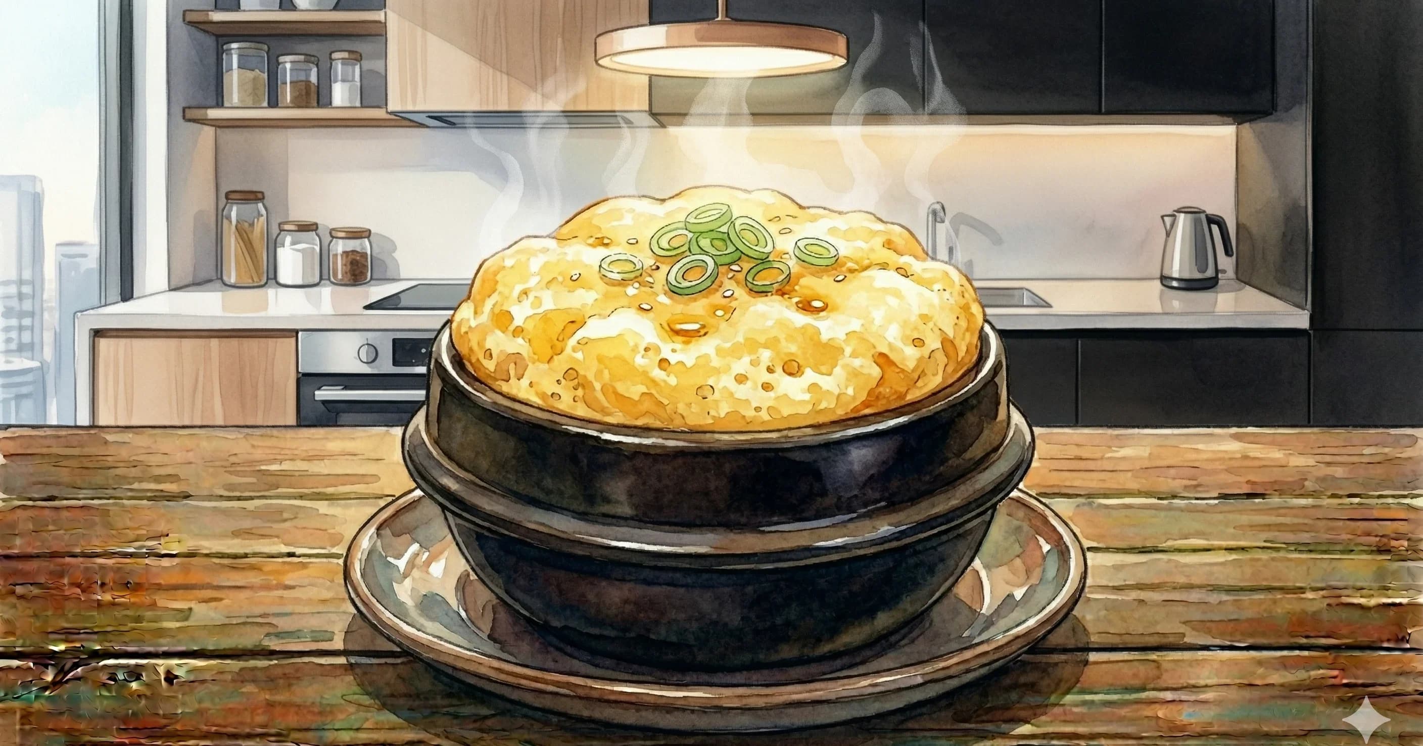 Gyeran Jjim (Steamed Egg) — Fluffy, custard-soft steamed eggs seasoned with salted shrimp and green onion