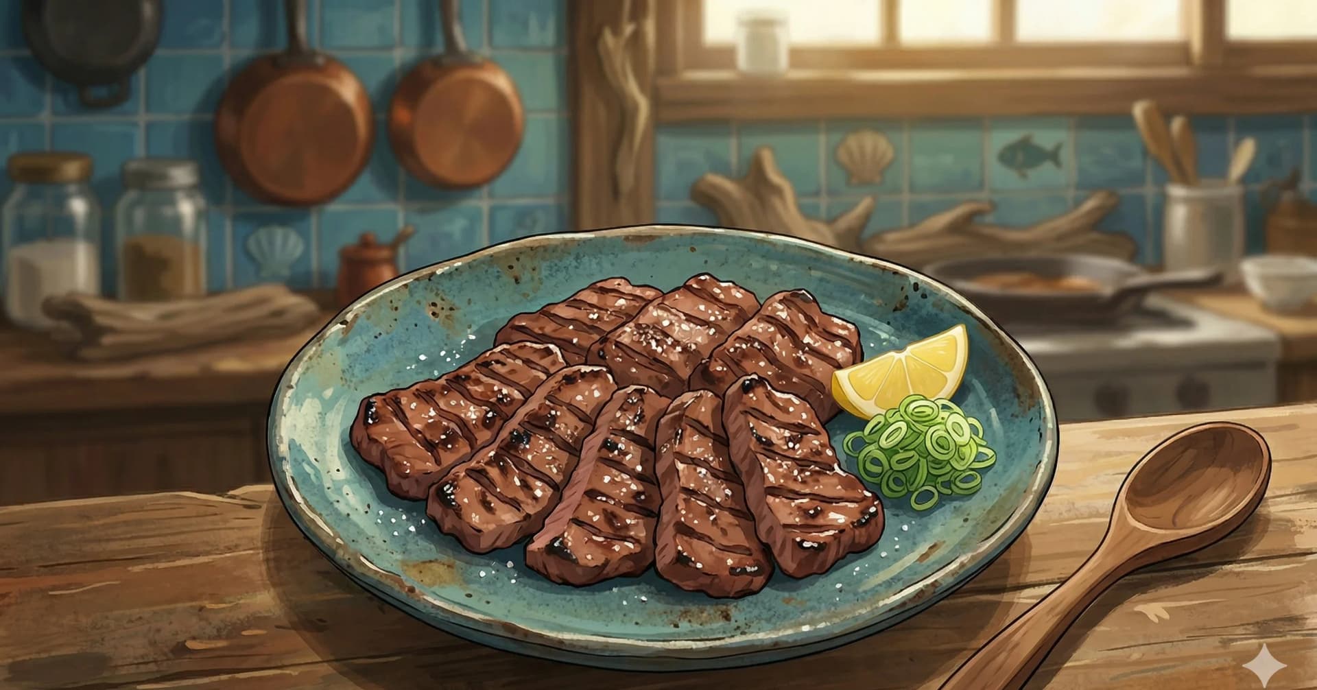My Favorite Japanese Beef Tongue Recipe — Thin-sliced beef tongue hard-seared until deeply browned, finished with a sweet-savory sauce of oyster sauce, soy, lemon, ginger, and sesame oil over sauteed vegetables