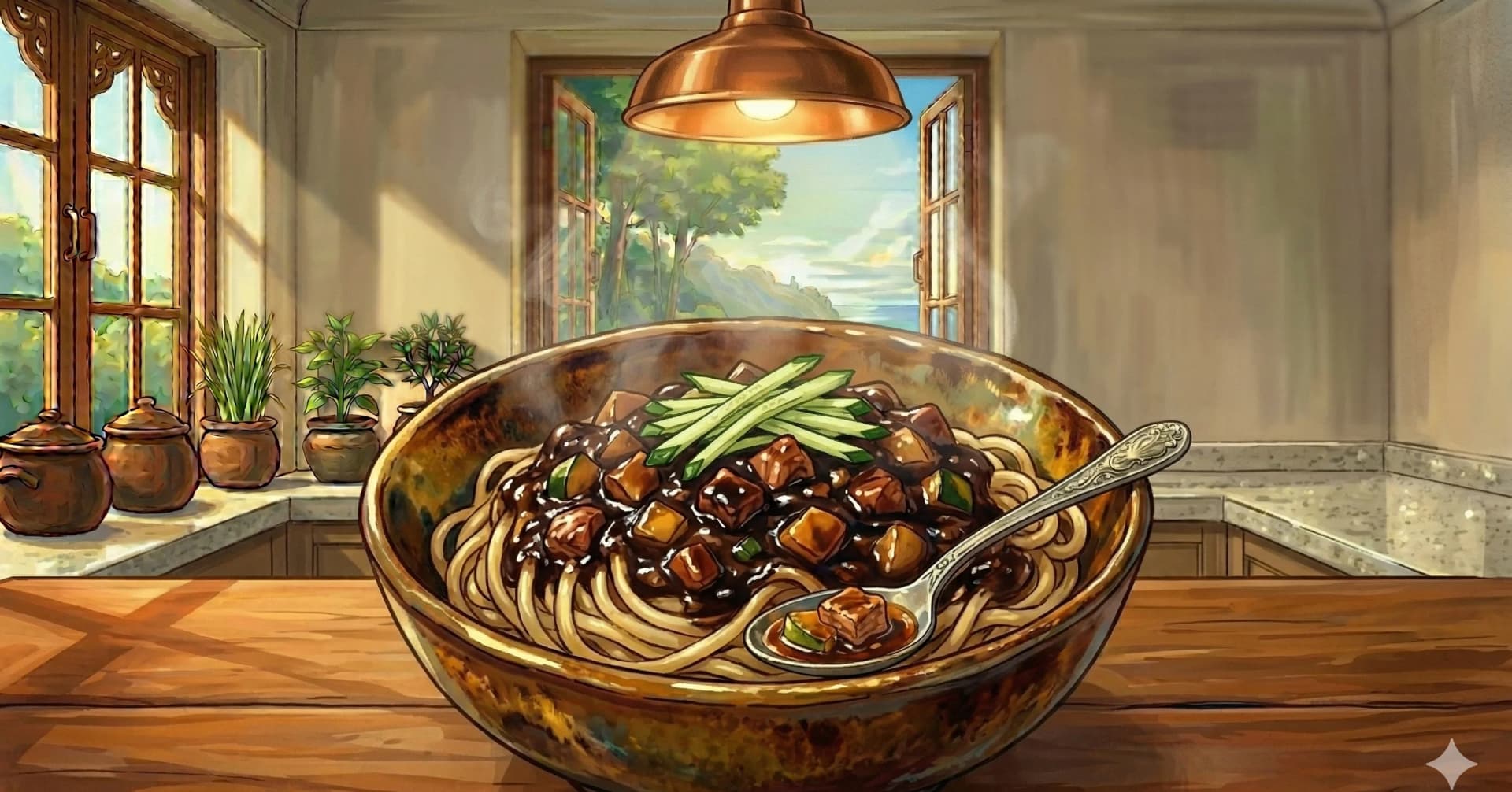 Jjajangmyeon (Black Bean Sauce Noodles)