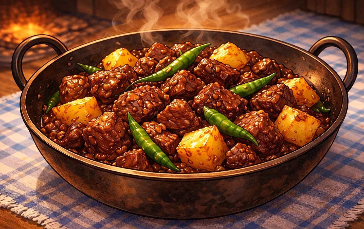 Curry Seco de Carnero Bengalí (Kasha Mangsho) — Cordero braseado en seco, con el alma del aceite de mostaza y la paciencia