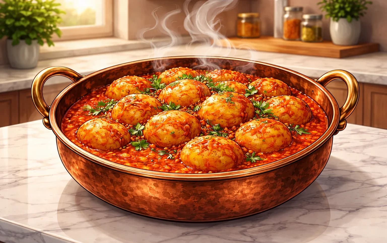 Kashmiri Dum Aloo — Baby Potatoes in Vivid Kashmiri Spice — The Brahmin Way, No Onion, No Garlic