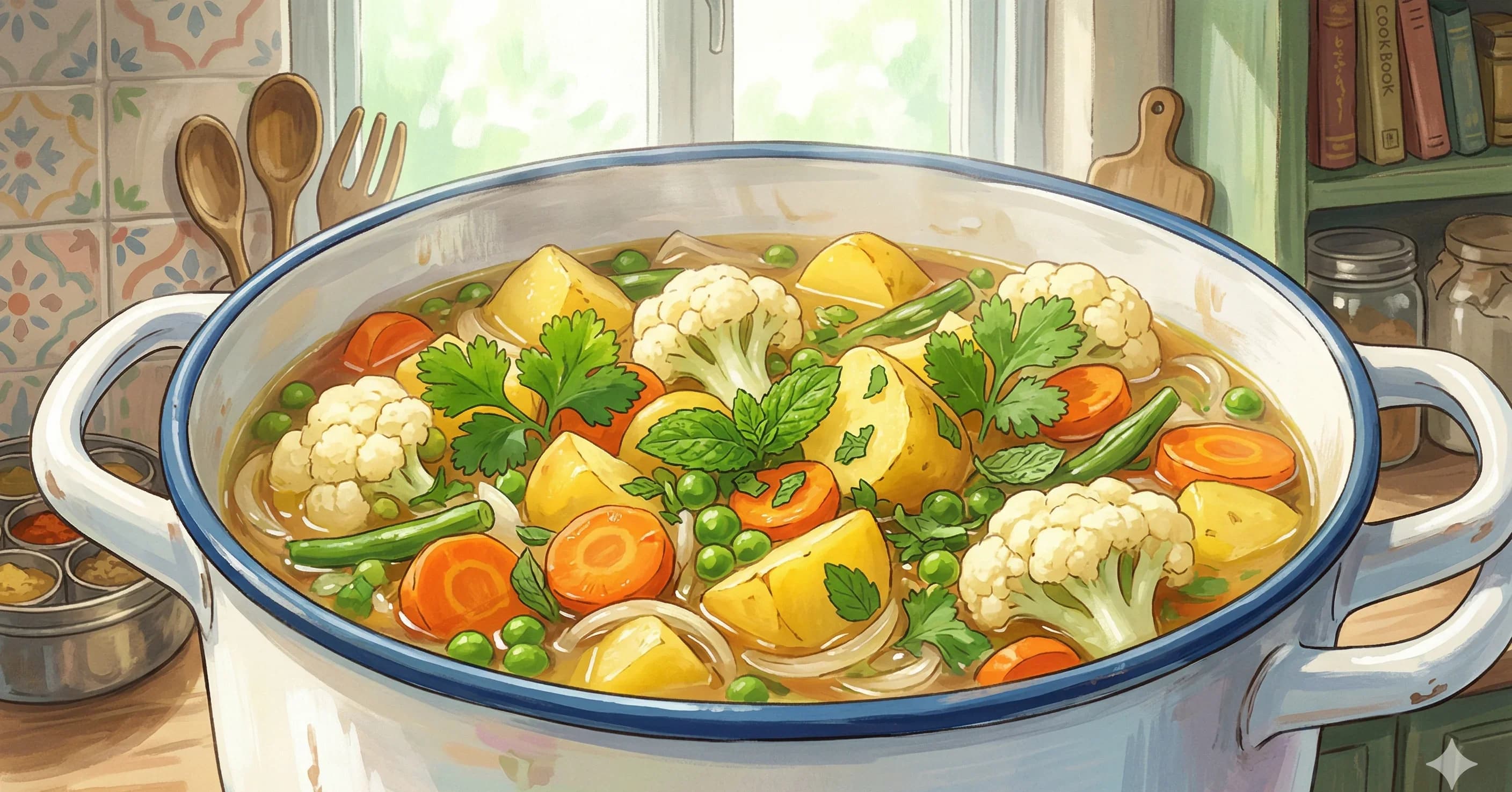 Khattu Meethu Estew — Parsi sweet-and-sour vegetable stew with vinegar, sugar, and seasonal vegetables