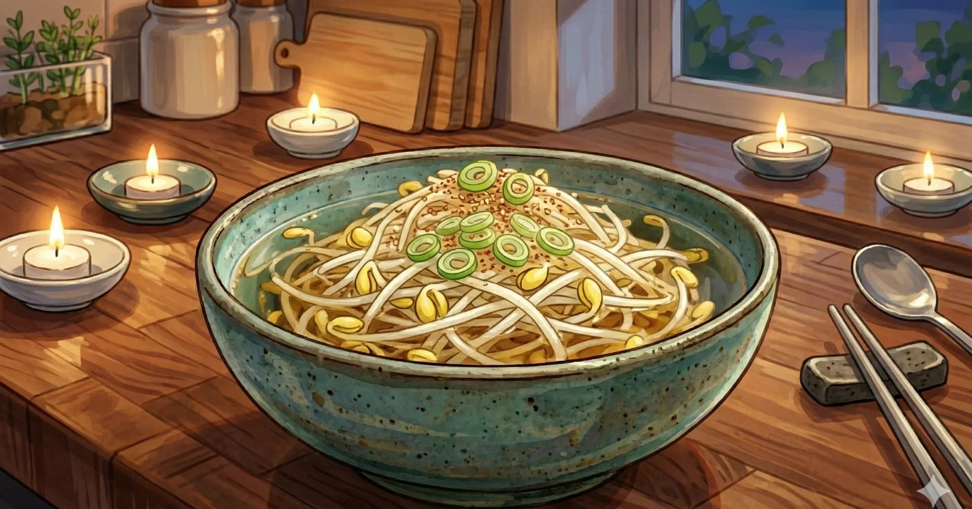 Kongnamul Muchim (Seasoned Soybean Sprouts) — Crisp soybean sprouts tossed with sesame oil, garlic, scallion, and a touch of gochugaru