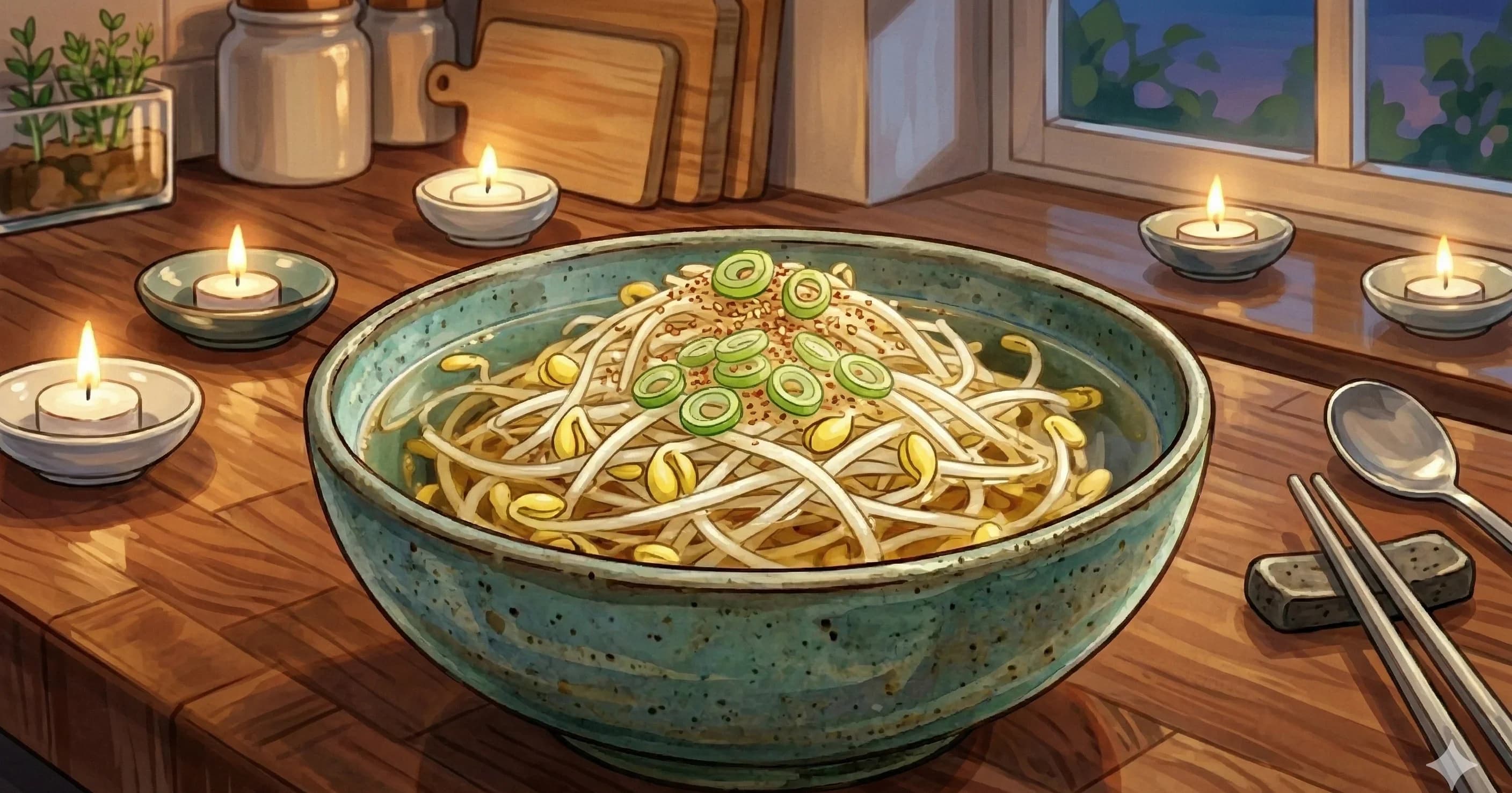 Kongnamul Muchim (Seasoned Soybean Sprouts) — Crisp soybean sprouts tossed with sesame oil, garlic, scallion, and a touch of gochugaru