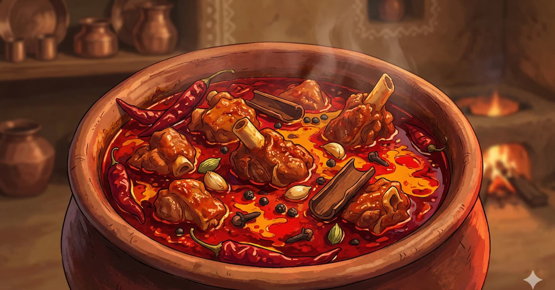Rajasthani Red Meat Curry (Laal Maans) — Rajasthani red lamb curry with Mathania chillies and ghee