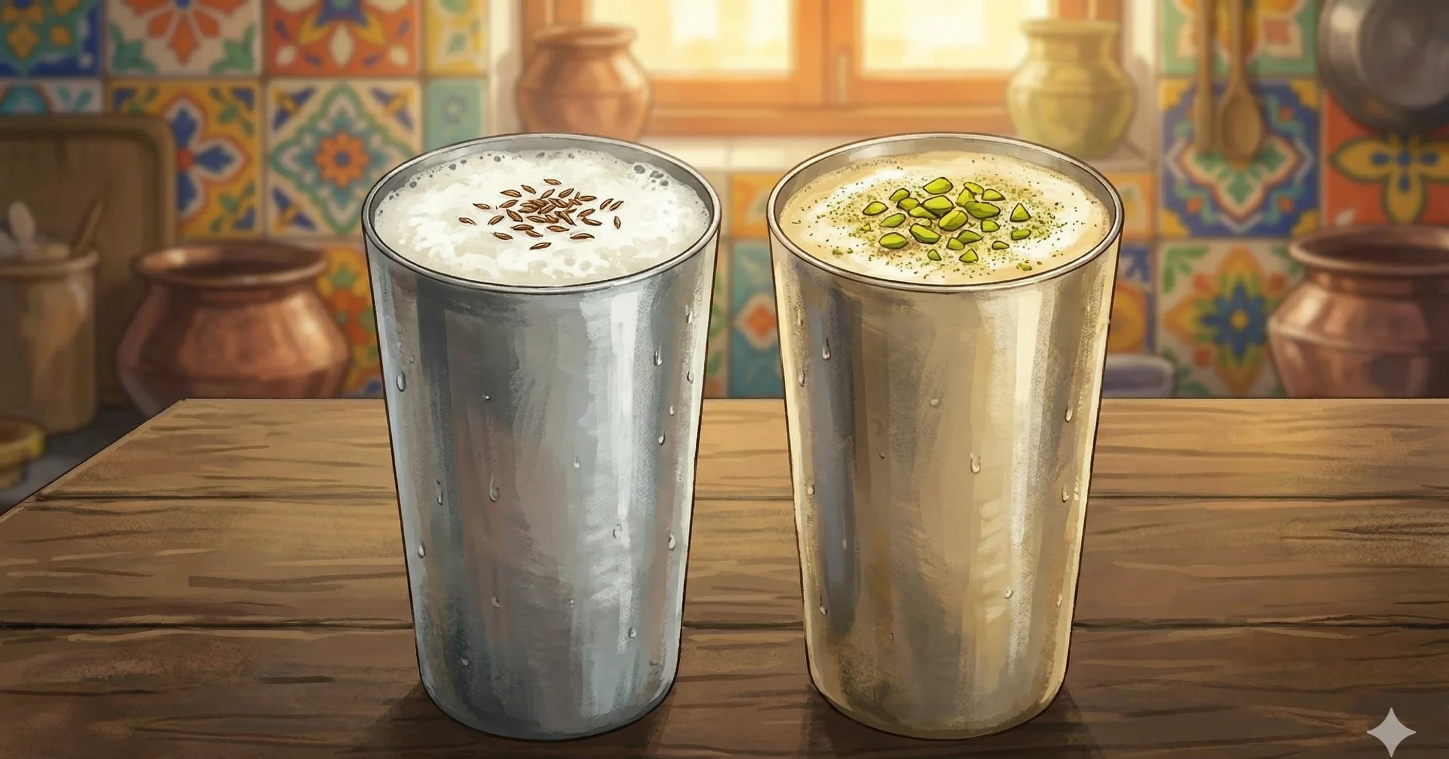Lassi (Sweet & Salted) — Thick, frothy yogurt drink in two classic preparations