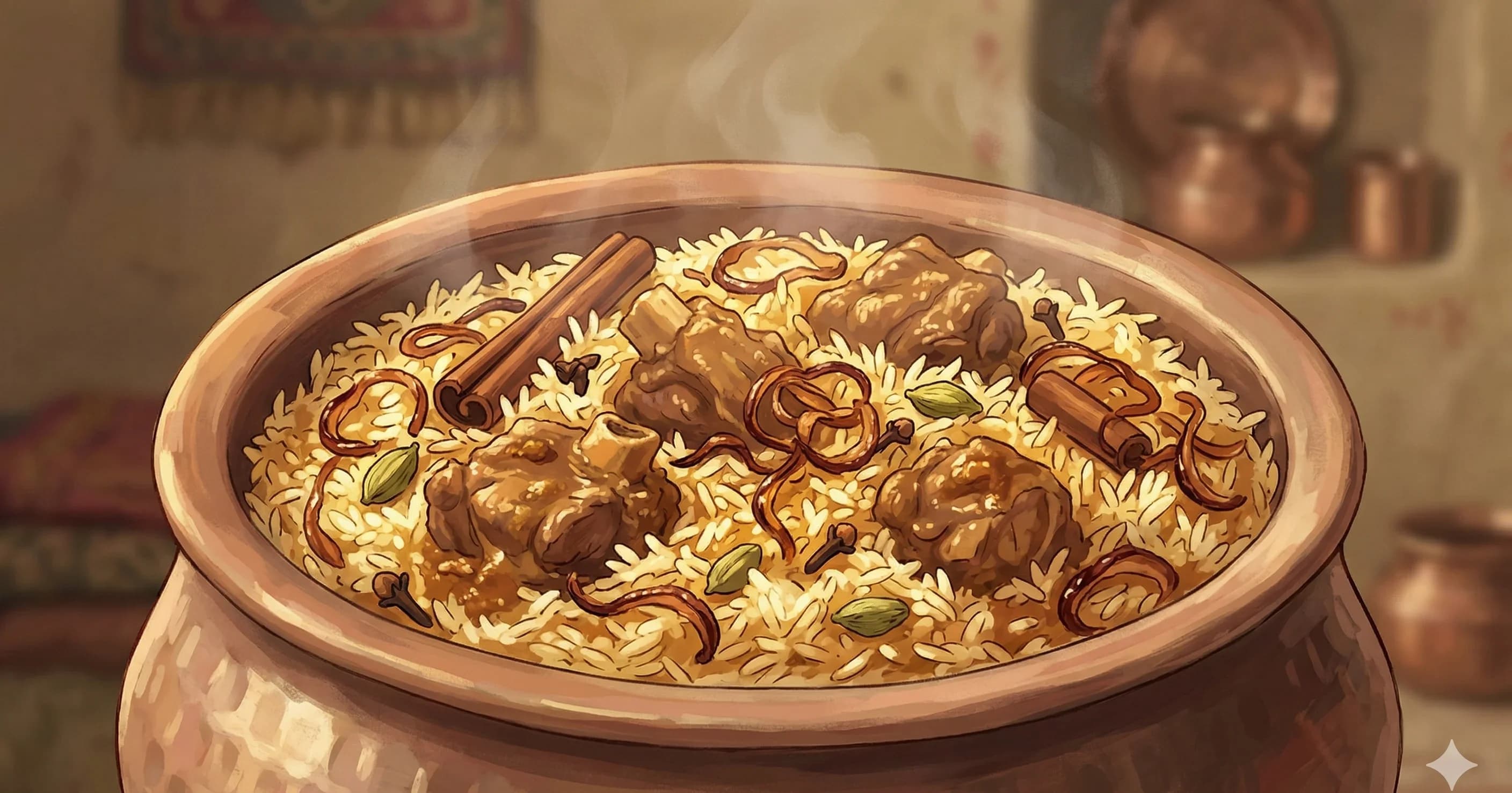 Meat Chawal — Punjabi one-pot mutton and rice cooked together in spiced ghee