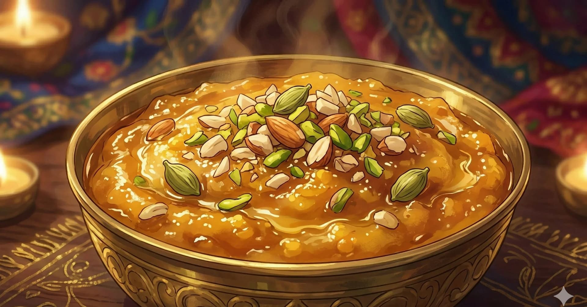 Lentil Flour Pudding (Moong Dal Halwa) — Rajasthani Winter Halwa of Slow-Roasted Ground Moong Dal