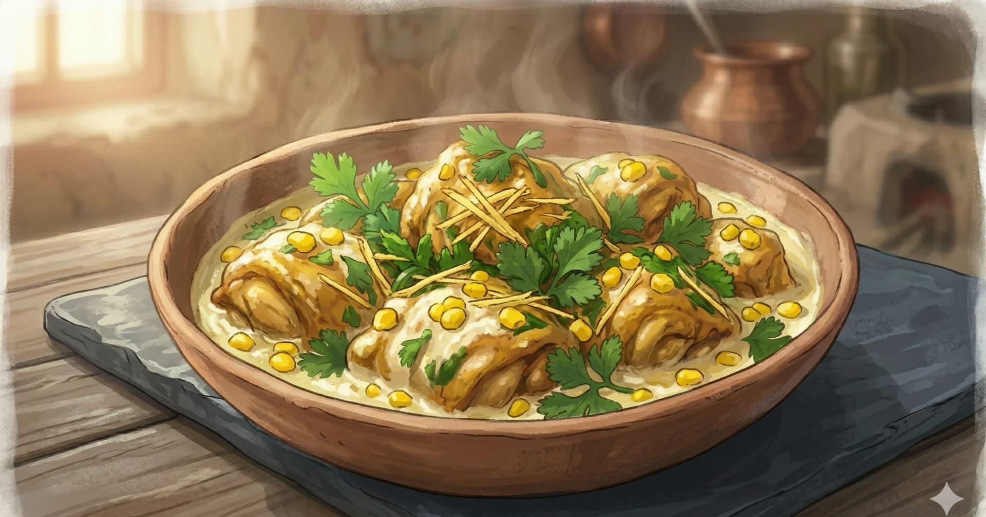Mughlai Chicken Stew (Murgh Ka Soweta) — Rajasthani chicken curry enriched with sweet corn and yoghurt