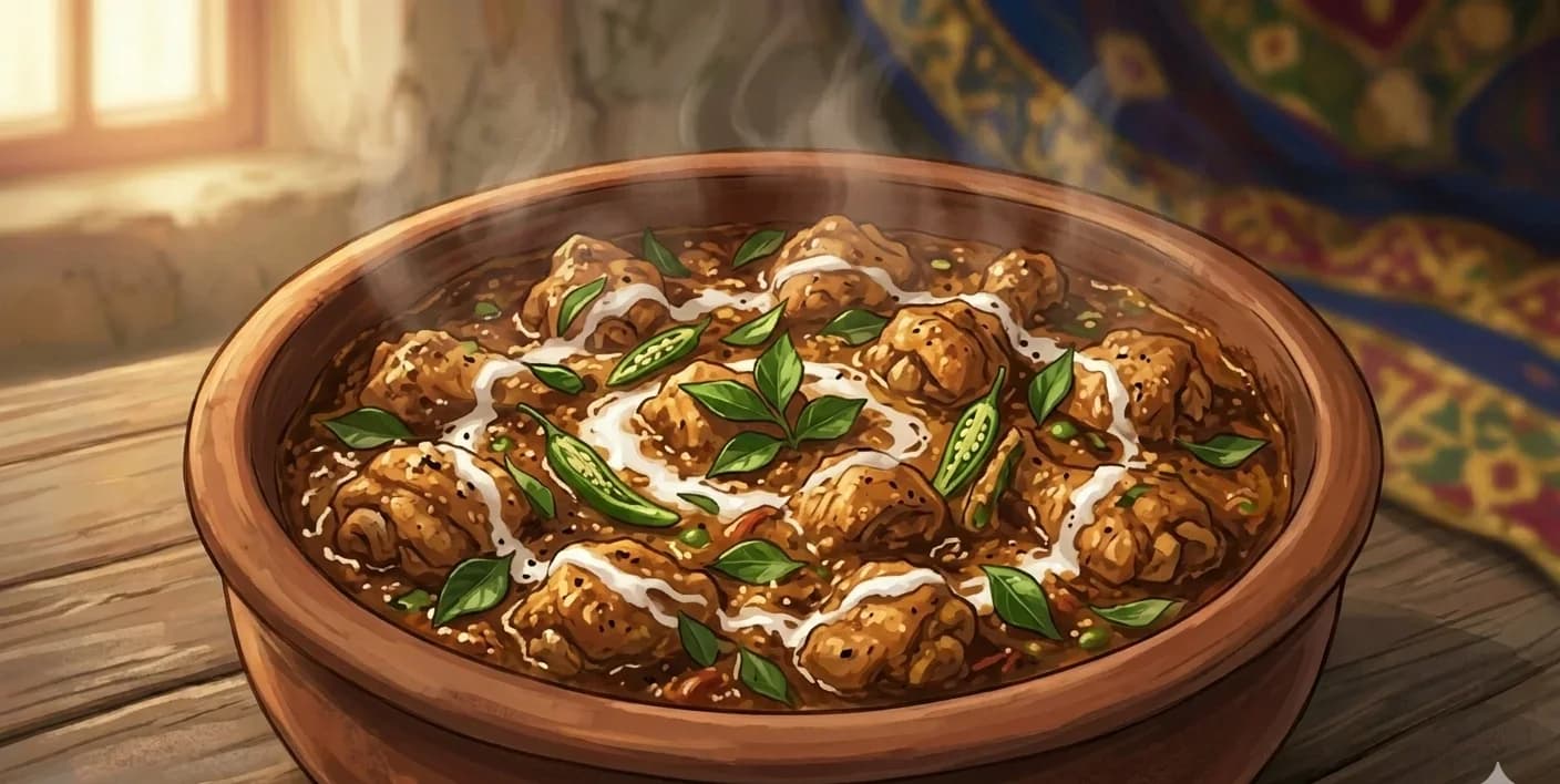 Country Chicken Curry (Nandan Kozhi Curry) — Kerala country chicken curry — native chicken in coconut oil with crackled mustard seeds, coconut milk and twice-extracted aromatics