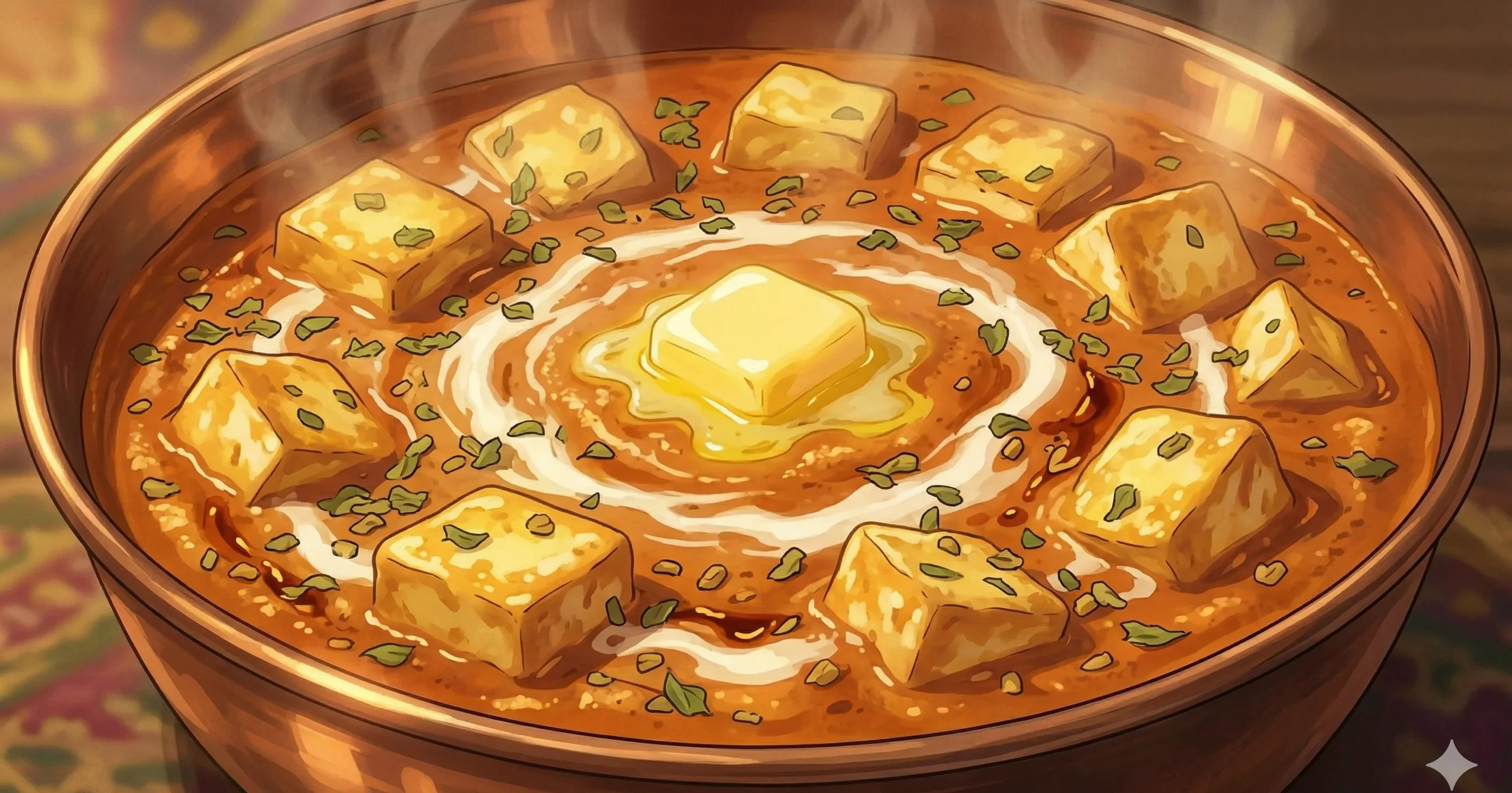 Paneer Makhni — Velvet tomato butter sauce with golden-edged paneer