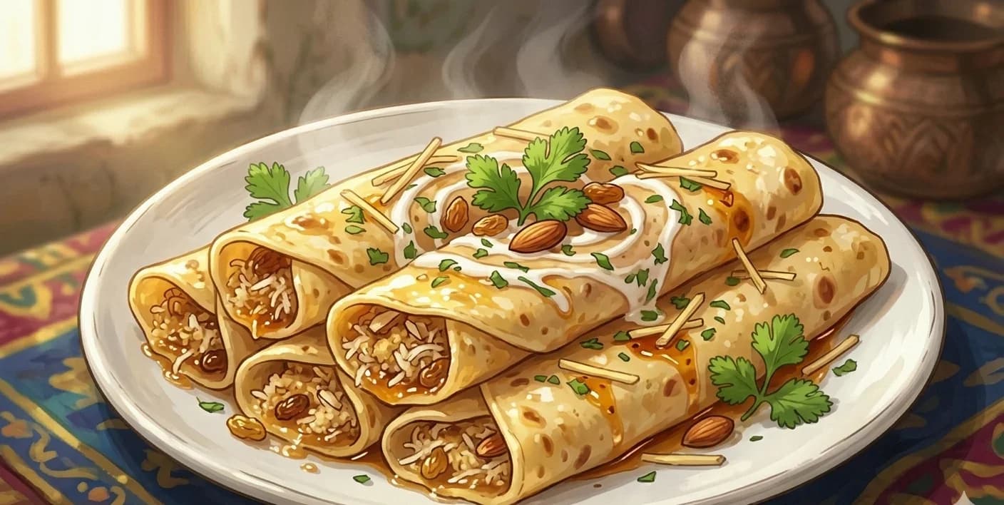 Bengali Crepe Rolls (Patishapta) — Bengali Makar Sankranti Crepes with Coconut, Khoya, and Almond Filling