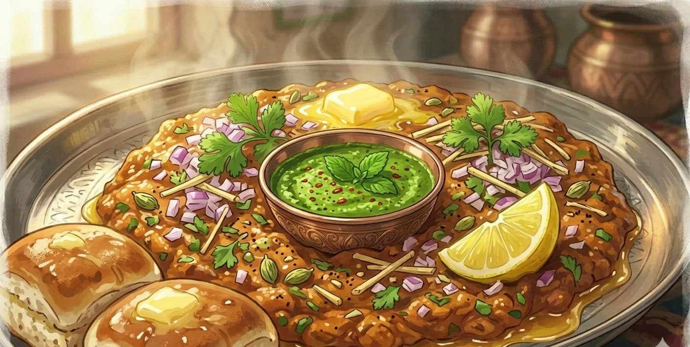 Pav Bhaji — Mumbai's beloved mashed vegetable curry, buttery and vivid, with toasted pav