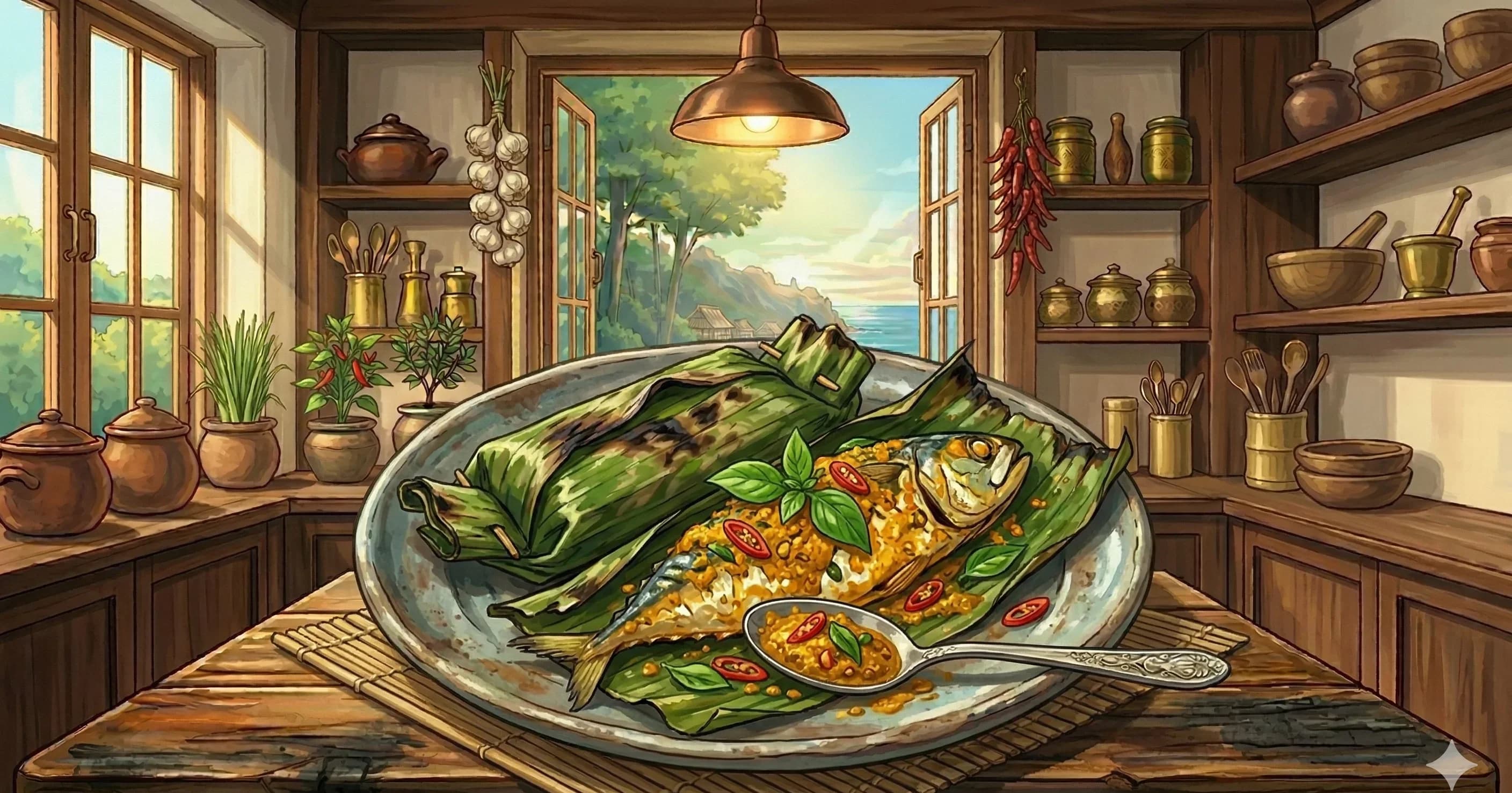 Banana Leaf Steamed Fish (Pepes Ikan) — Sundanese spiced fish steamed in banana leaf parcels