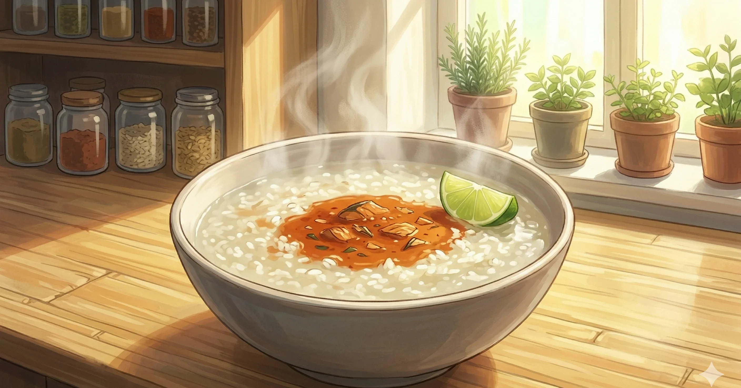 Goan Rice Porridge (Pez-Conji) — Goan rice congee with spiced coconut, cashew, and tamarind