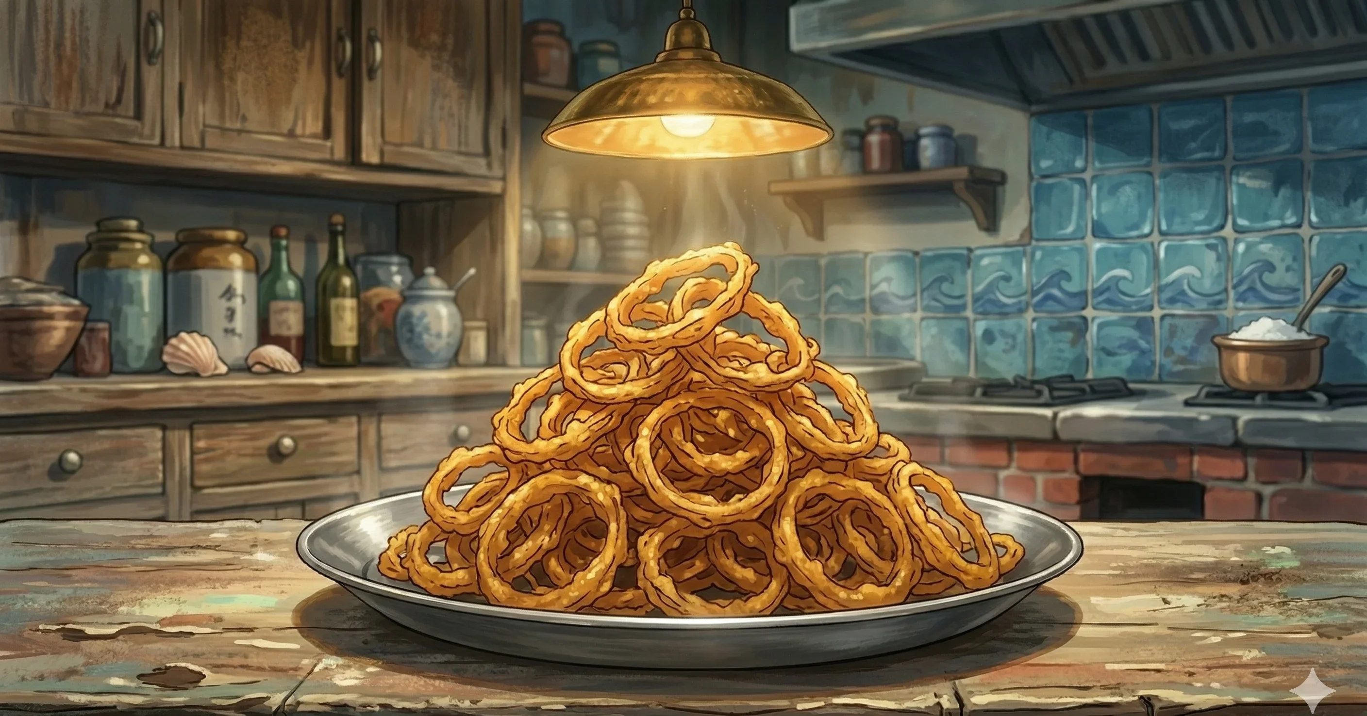 Fried Onion Fritters (Piyanj Bhaja) — Double-fried Bengali onion fritters, thick rings of batter with ginger and green chilli
