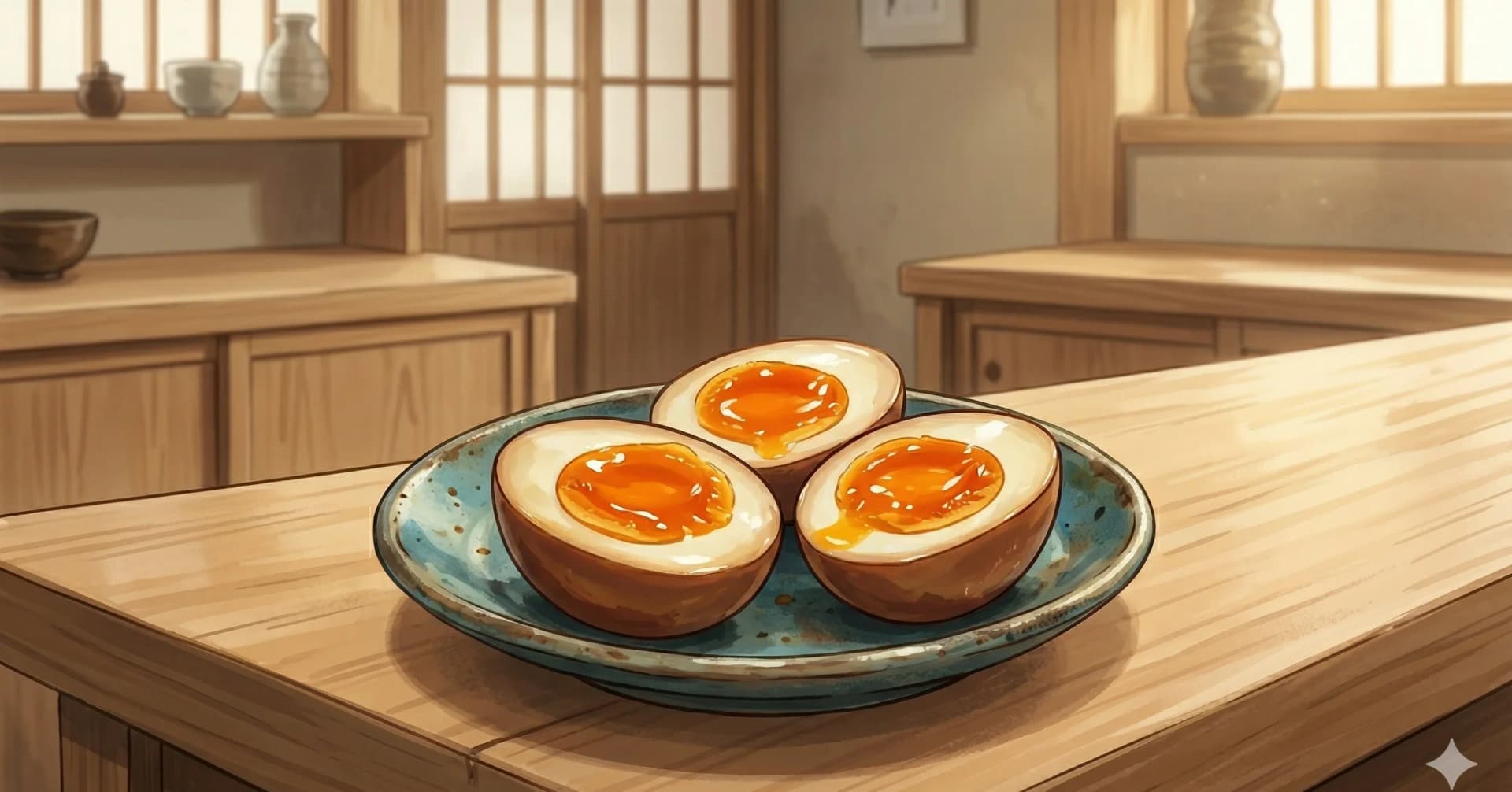 Ramen Eggs (味付け玉子) — Soft-boiled eggs with jammy yolks marinated overnight in a soy-mirin-sake sauce, the essential ramen topping