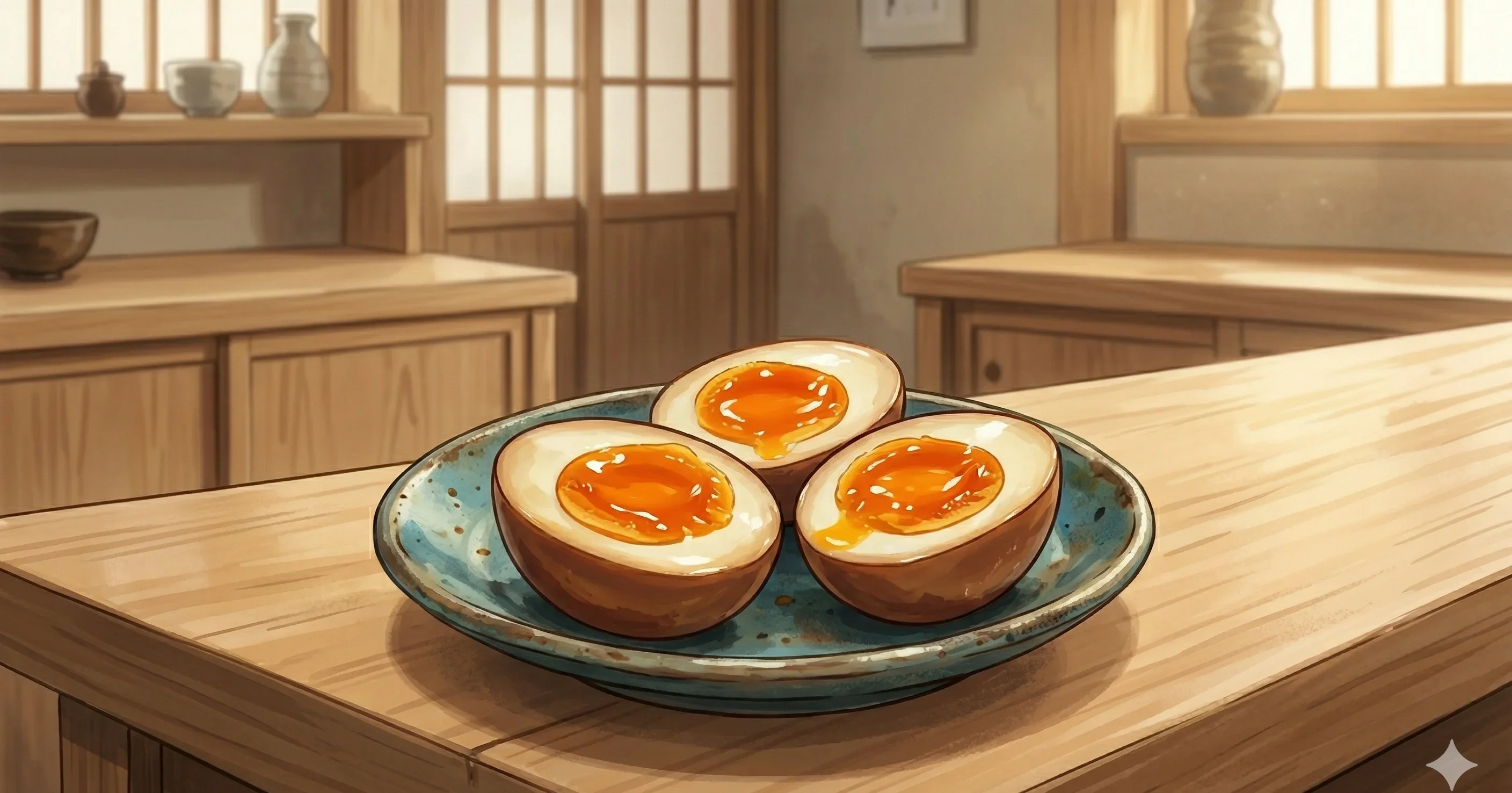 Ramen Eggs (味付け玉子) — Soft-boiled eggs with jammy yolks marinated overnight in a soy-mirin-sake sauce, the essential ramen topping