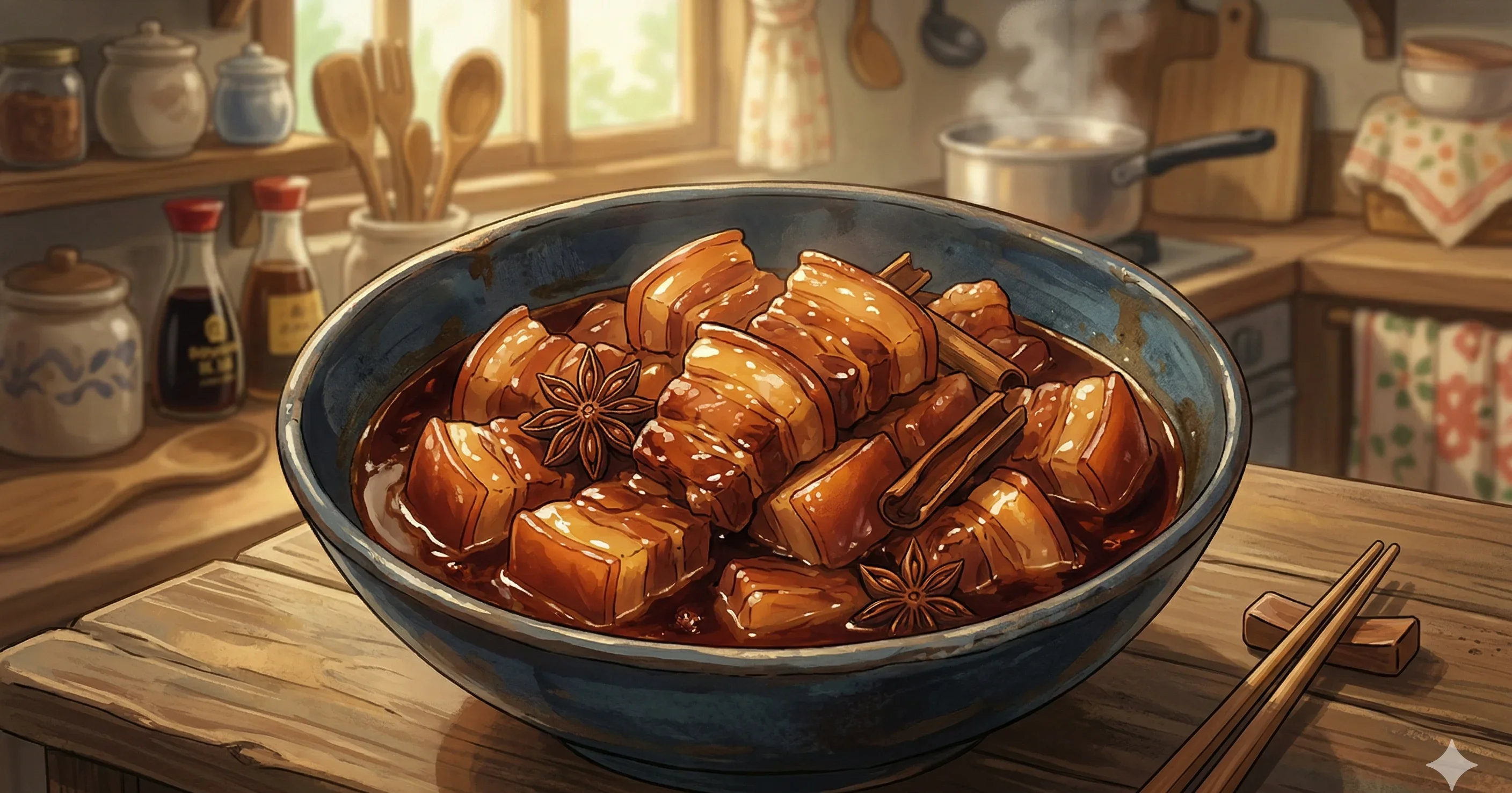 Hong Shao Rou (Panceta de Cerdo Estofada Roja) — La icónica panceta de cerdo estofada a fuego lento de Shanghai en una brillante salsa de caramelo y soya con especias cálidas