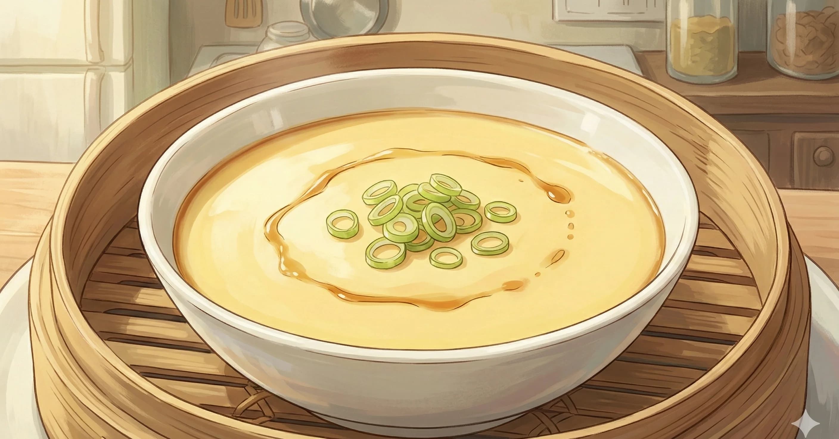 Chinese Steamed Eggs (蒸蛋) — Silky egg custard steamed with warm water, chicken bouillon, and a drizzle of oil, the Chinese comfort food that feels like home