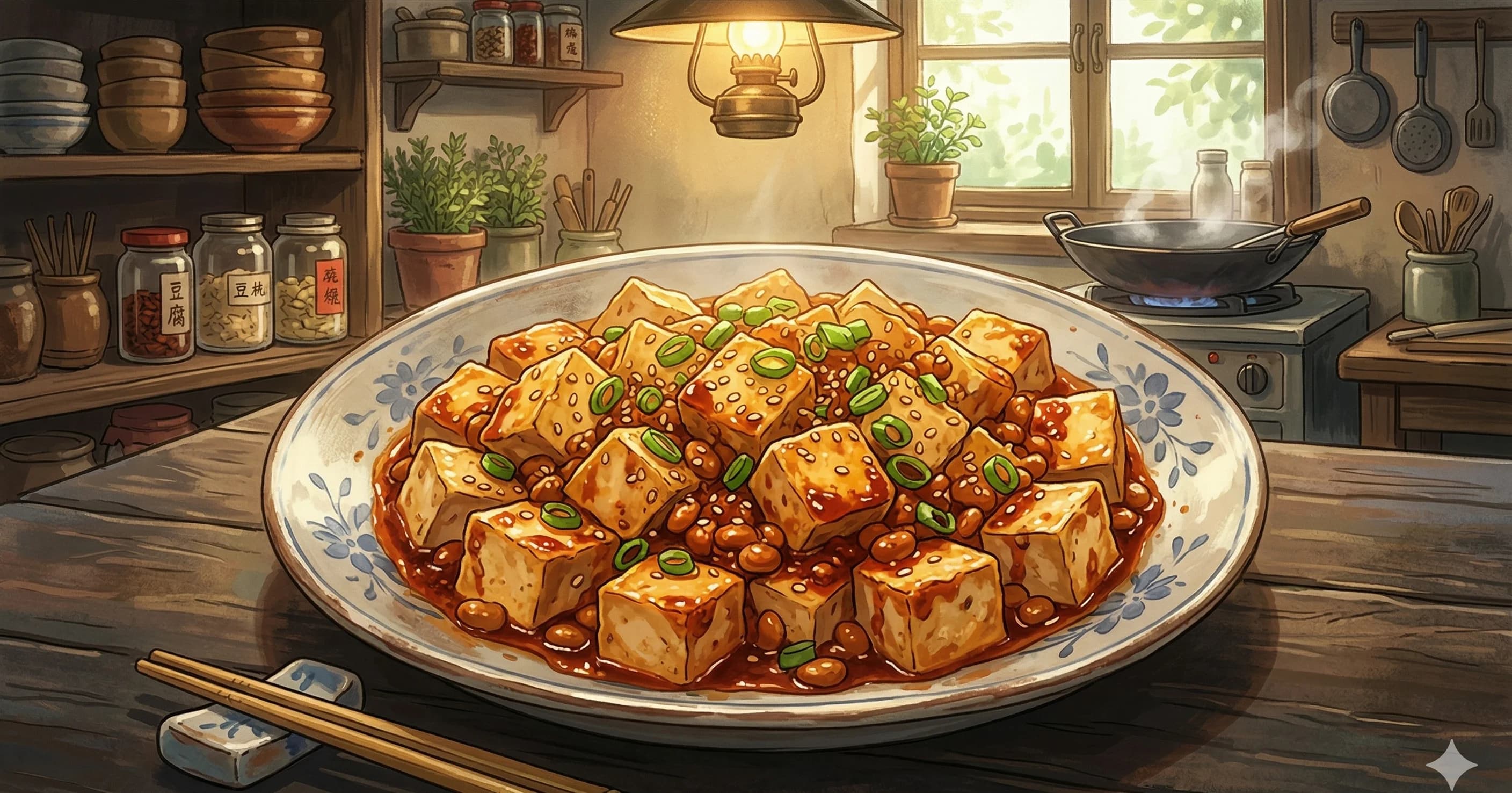 Dou Ban Dou Fu (Stir-Fried Tofu with Chili Bean Paste) — Crispy pan-fried tofu tossed in a bold doubanjiang sauce with garlic, ginger, and scallions