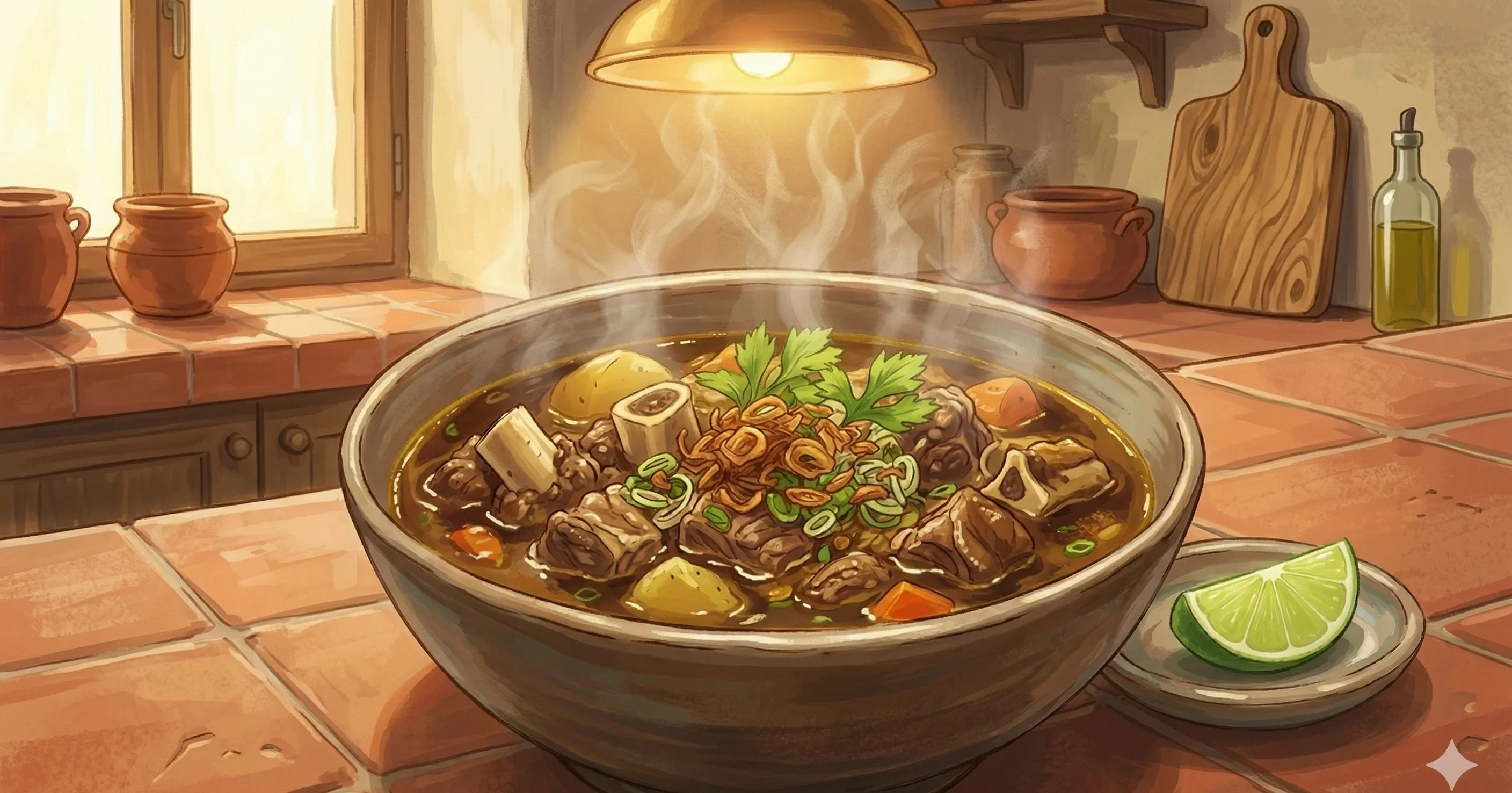 Malaysian Mutton Soup (Sup Kambing) — A deeply spiced Malaysian mutton soup simmered with cinnamon, cardamom, and star anise until the broth turns golden and the meat falls from the bone