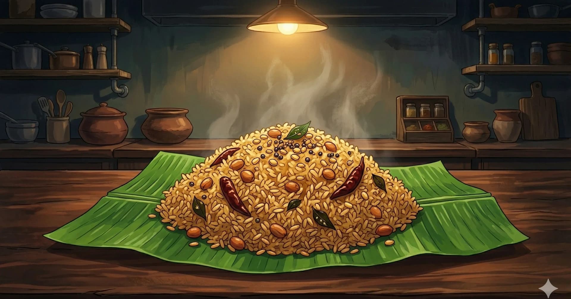 Tamarind Rice — Tangy, spiced rice tossed with a dark tamarind paste and roasted peanuts