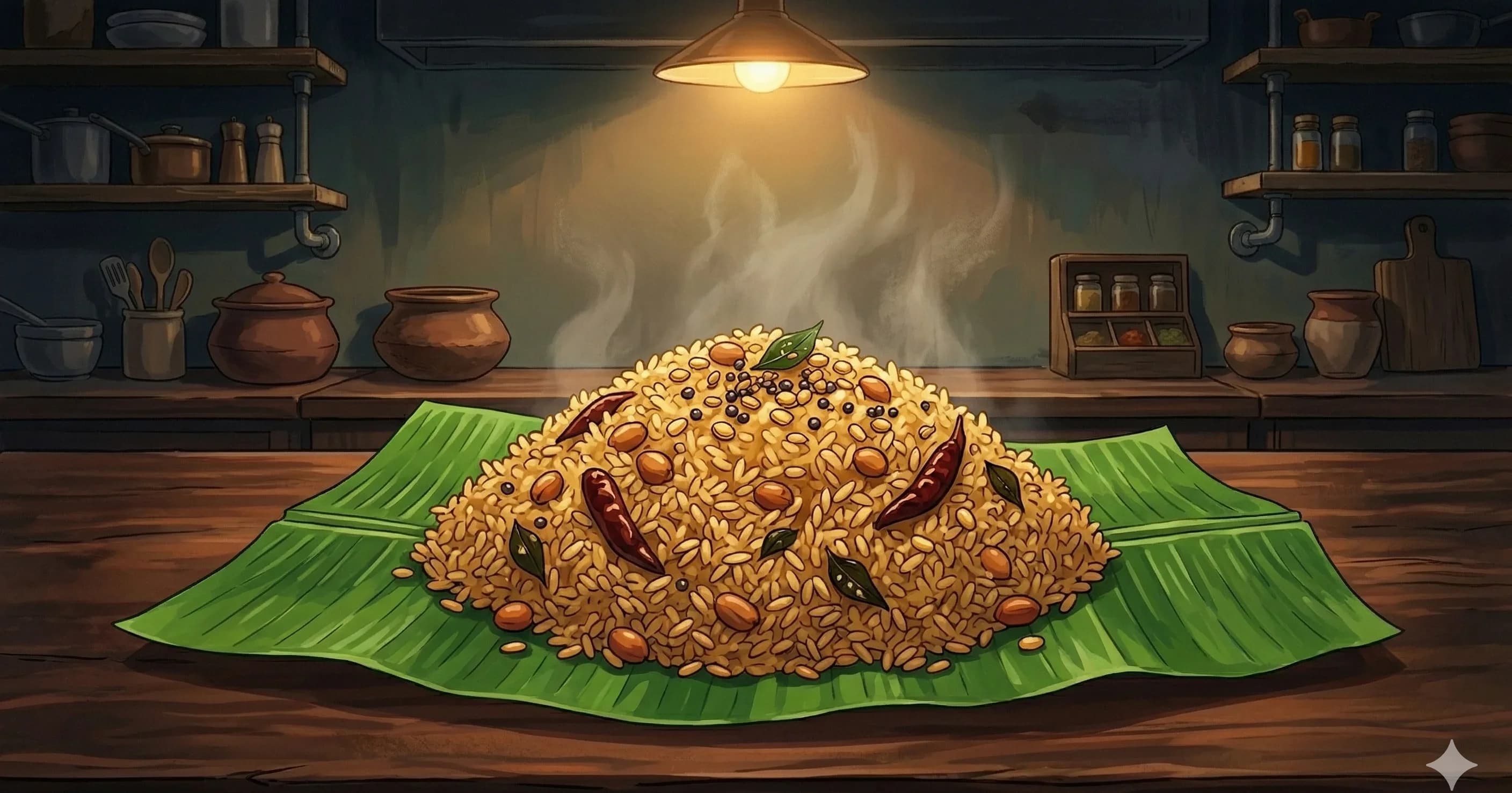 Tamarind Rice — Tangy, spiced rice tossed with a dark tamarind paste and roasted peanuts