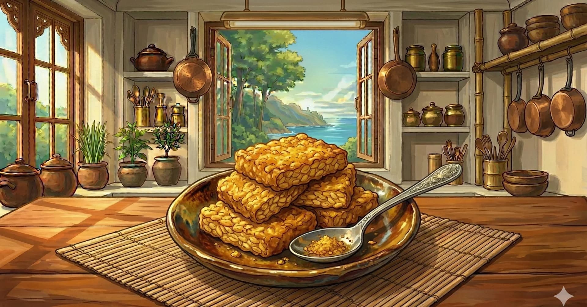 Tempe Goreng (Indonesian Fried Tempeh) — Crispy, golden tempeh marinated in turmeric, garlic, and coriander