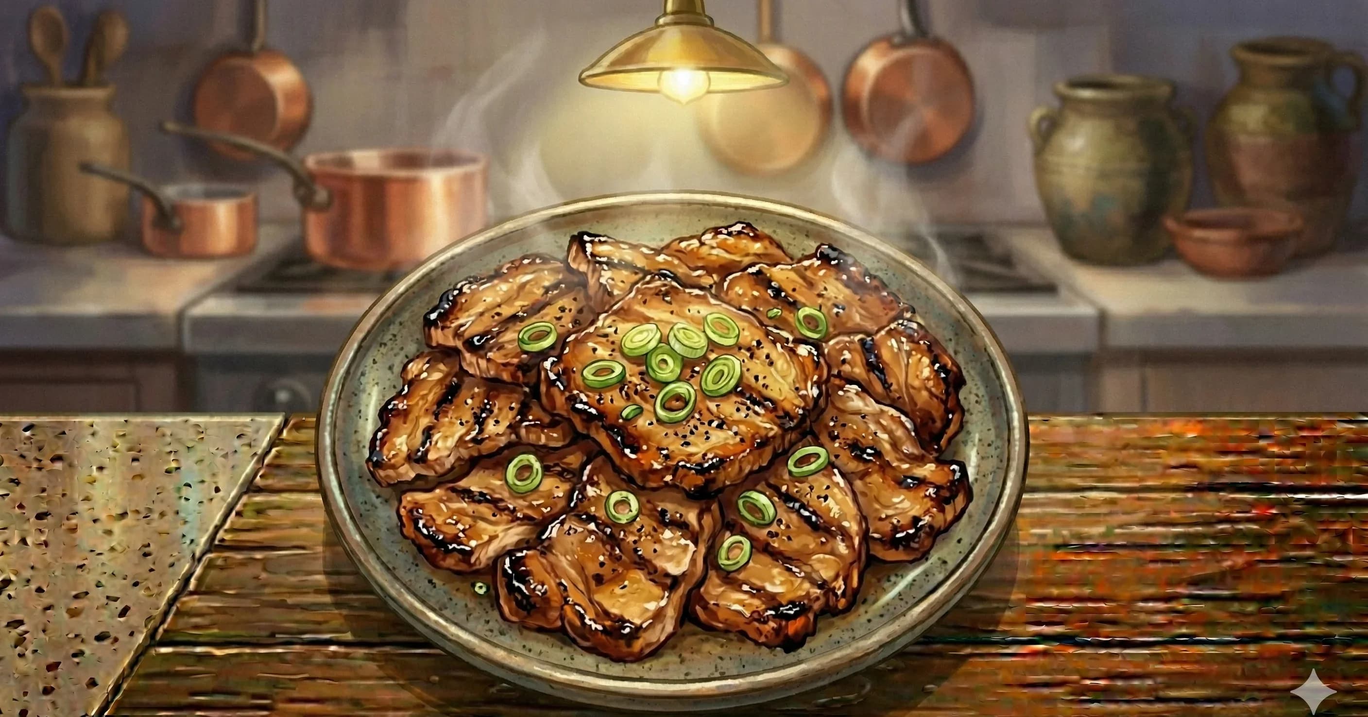 Thit Nuong (Thịt Nướng) — Lemongrass and fish sauce marinated pork grilled over charcoal until sticky and deeply caramelized